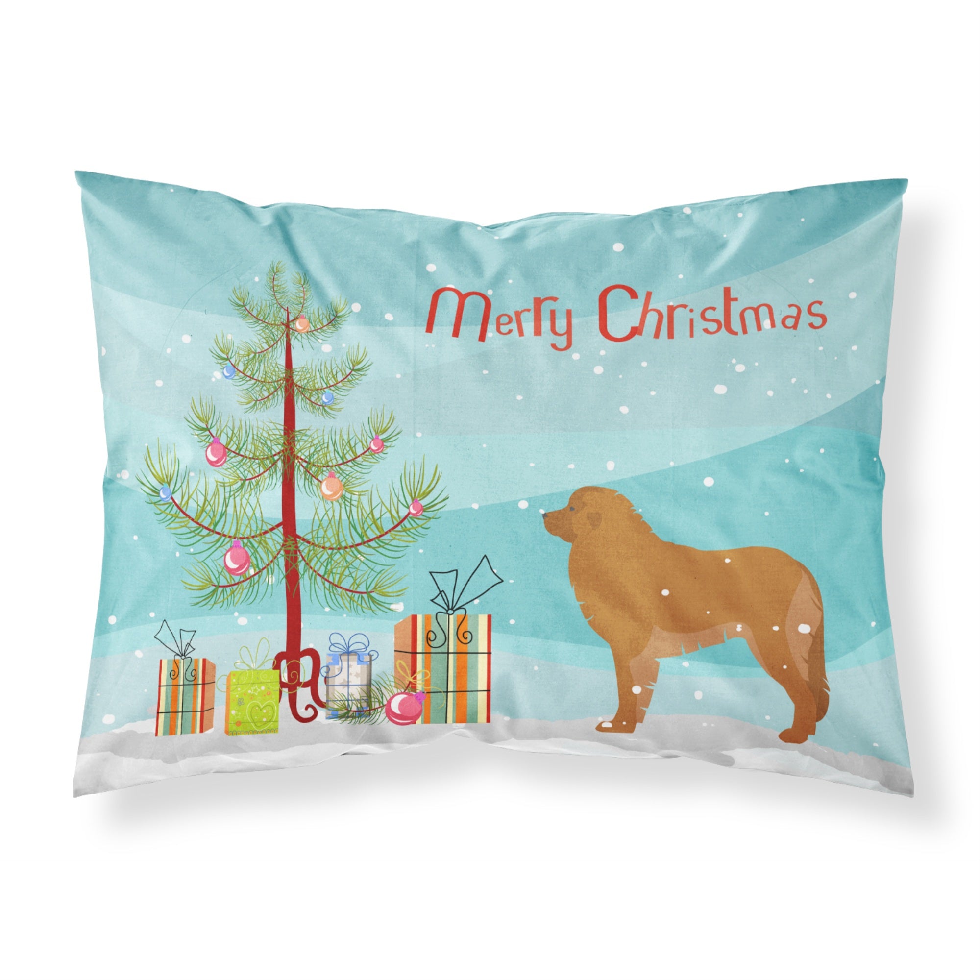 Caroline'S Treasures Christmas Tree Leonberger Merry Fabric Standard Pillowcase Bb2976Pillowcase