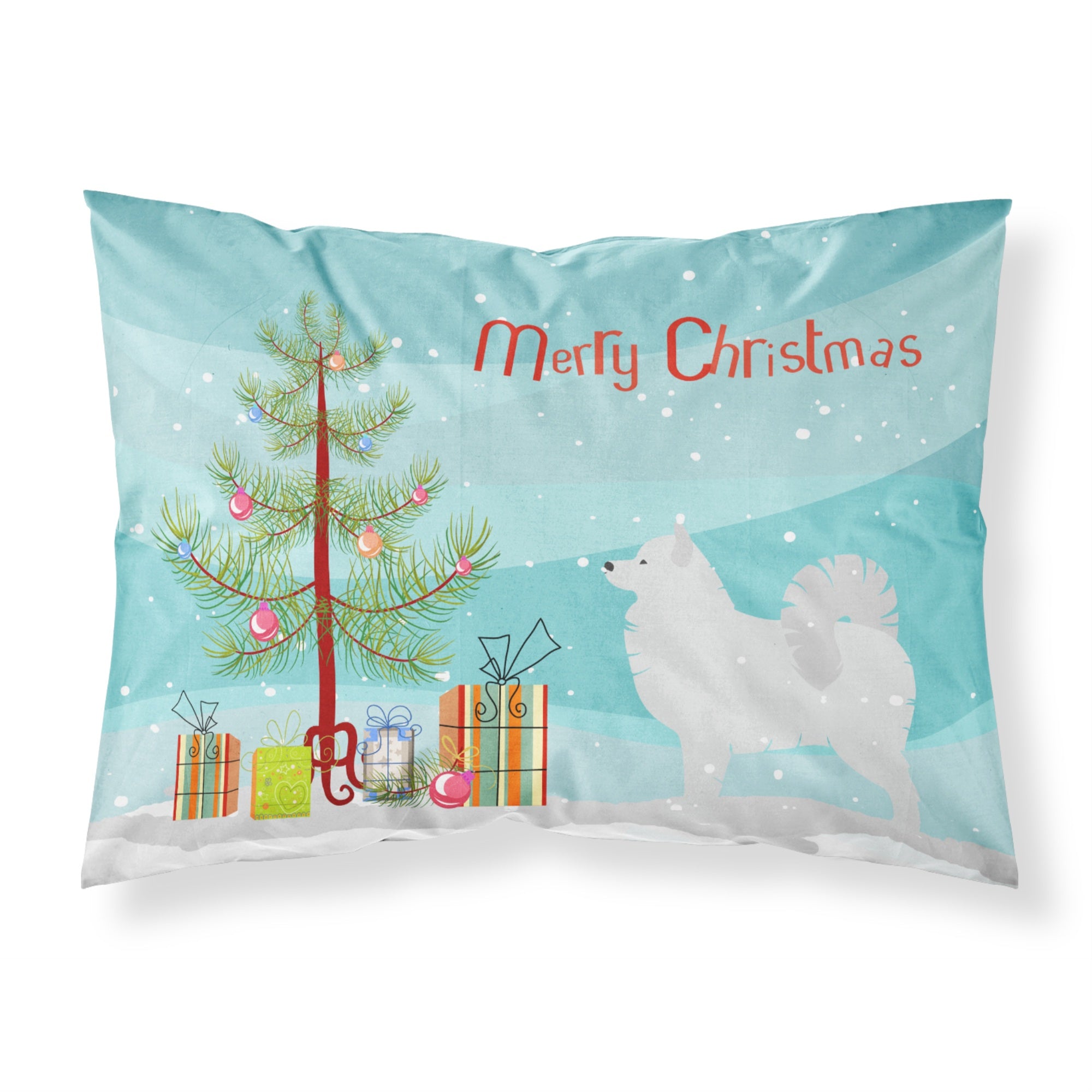 Caroline'S Treasures Christmas Tree Samoyed Merry Fabric Standard Pillowcase Bb2977Pillowcase