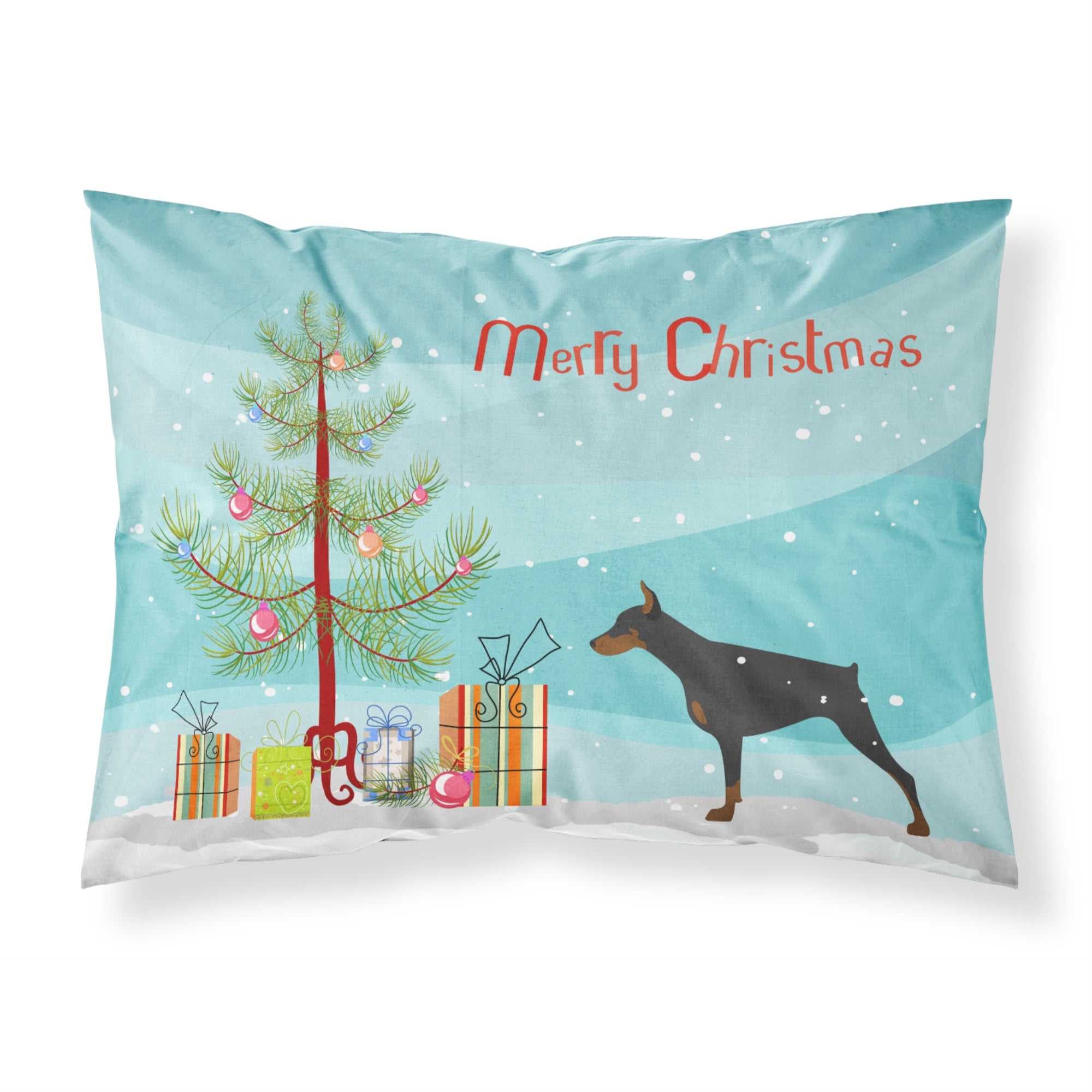 Caroline'S Treasures Christmas Tree Doberman Pinscher Merry Fabric Standard Pillowcase Bb2978Pillowcase