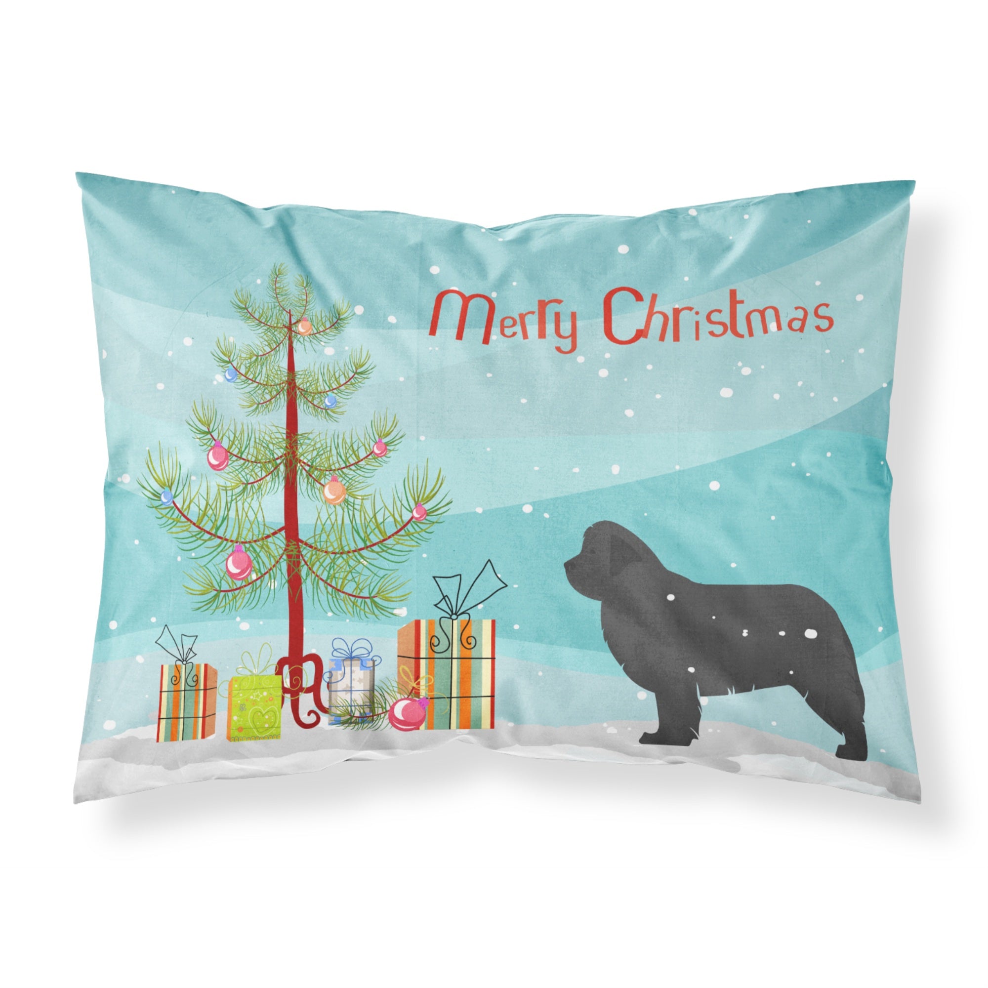Caroline'S Treasures Christmas Tree Newfoundland Merry Fabric Standard Pillowcase Bb2982Pillowcase