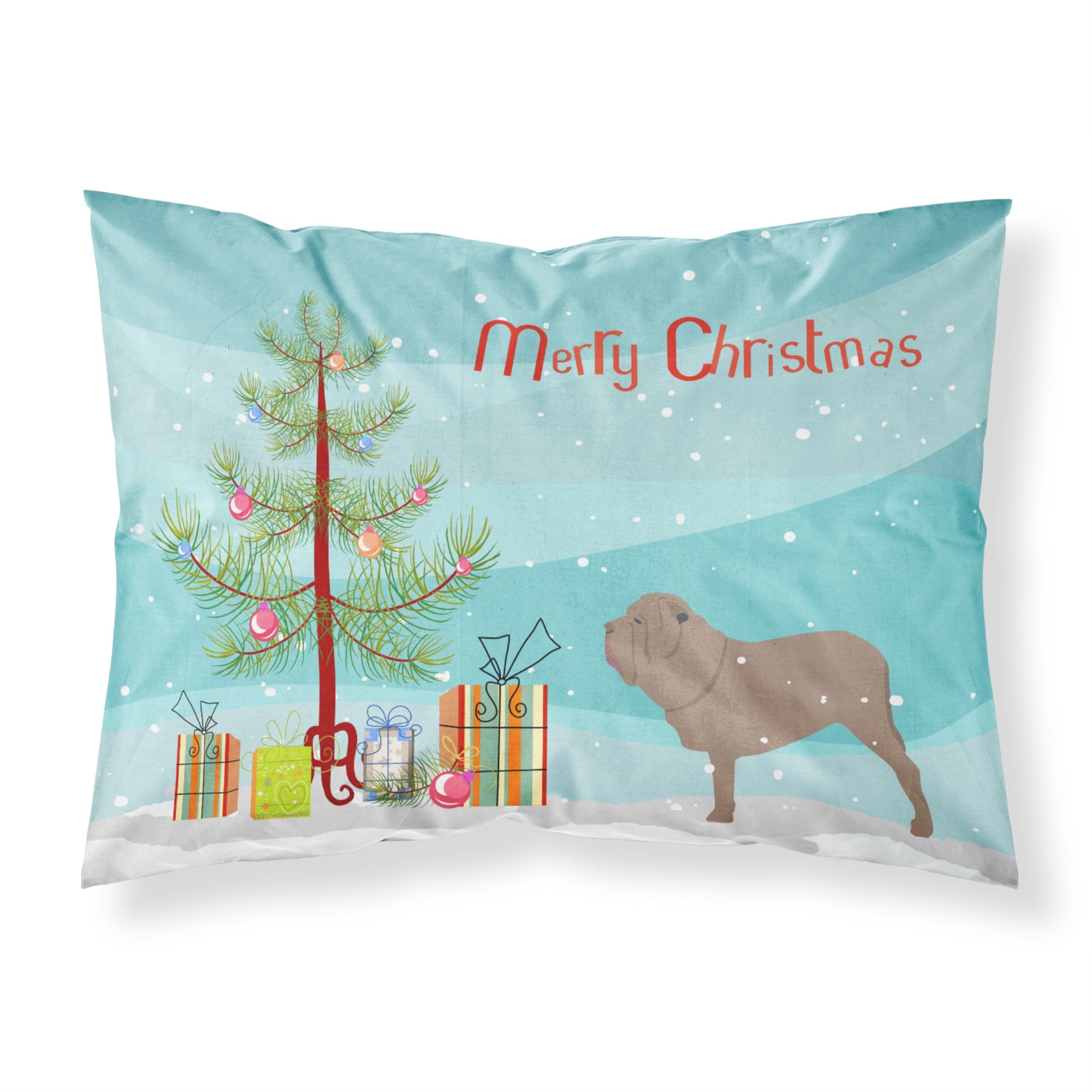 Caroline'S Treasures Christmas Tree Neapolitan Mastiff Merry Fabric Standard Pillowcase Bb2983Pillowcase