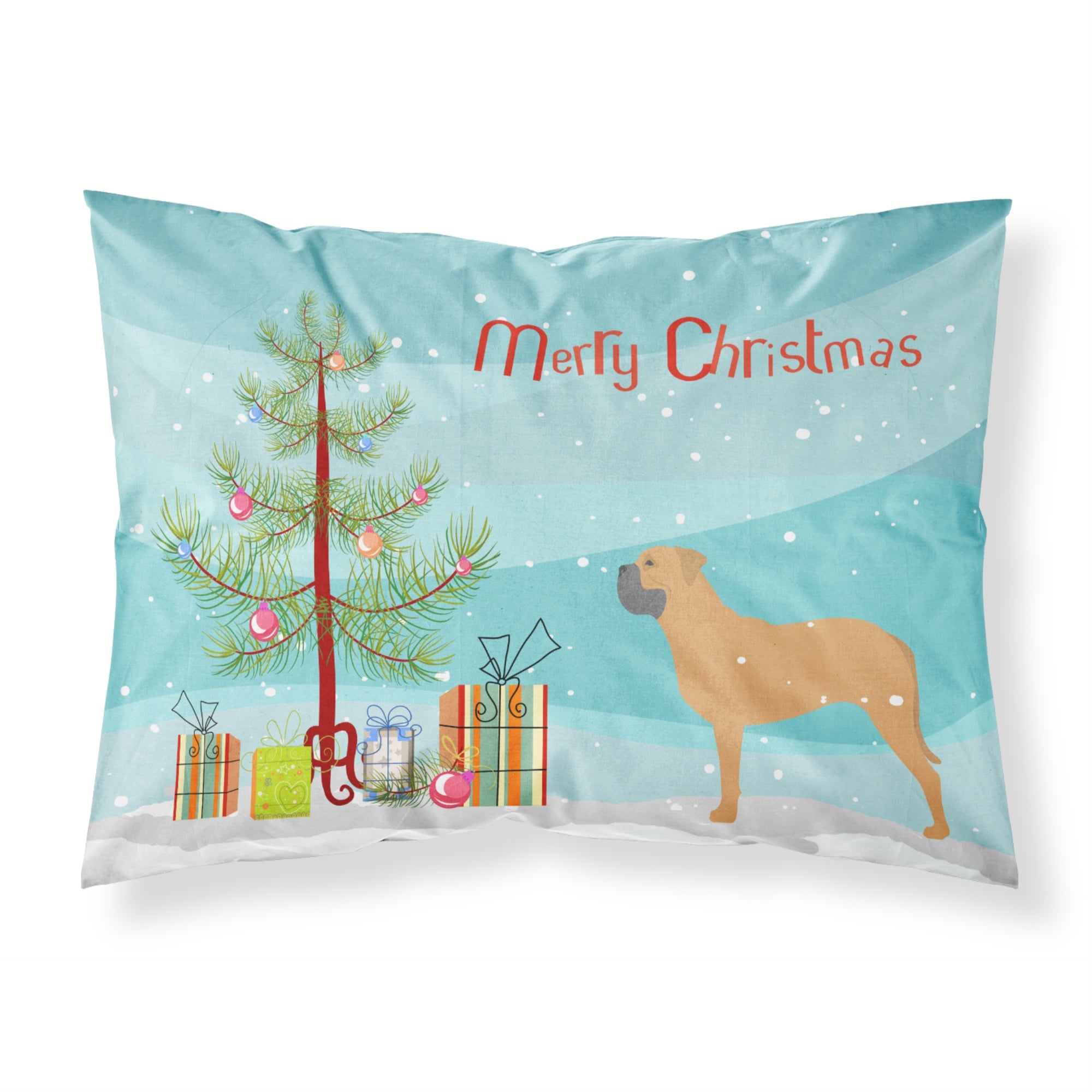 Caroline'S Treasures Christmas Tree Bullmastiff Merry Fabric Standard Pillowcase Bb2989Pillowcase