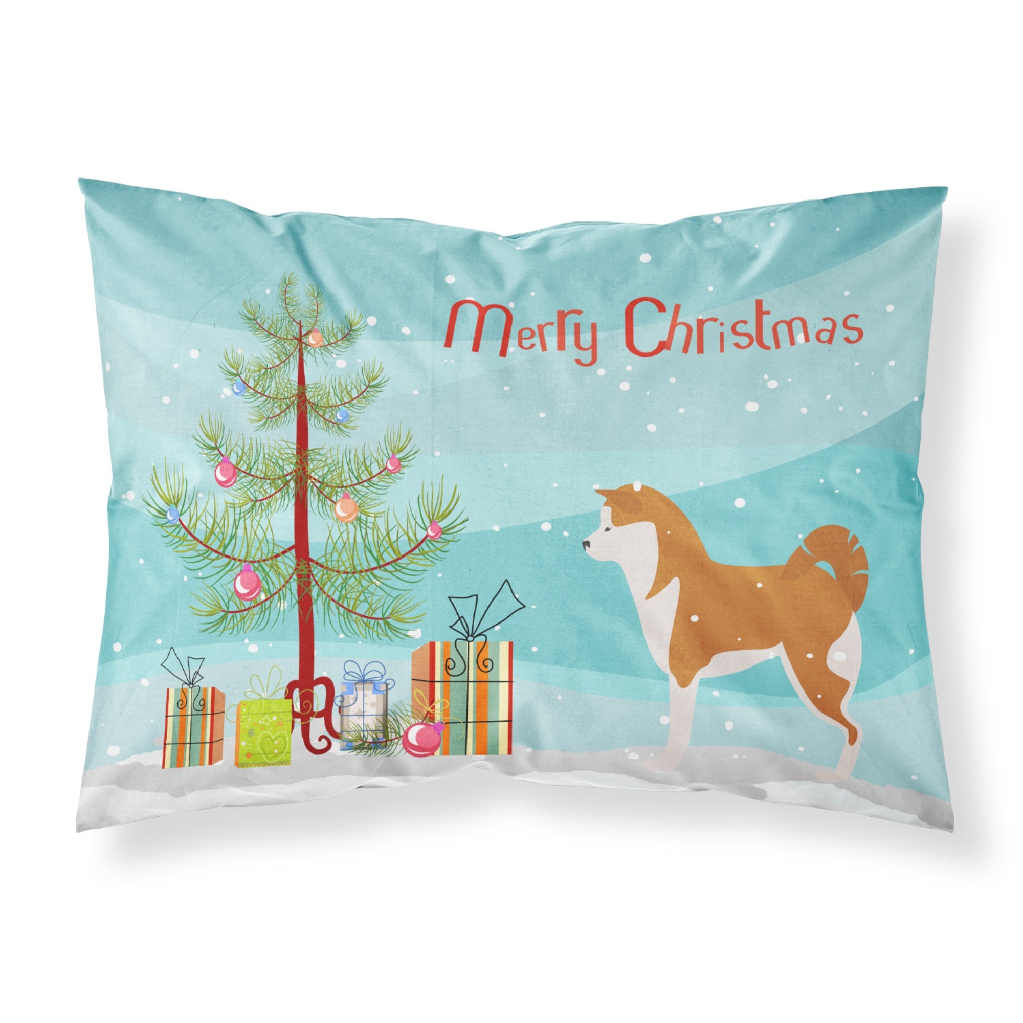 Caroline'S Treasures Christmas Tree Akita Merry Fabric Standard Pillowcase Bb2990Pillowcase