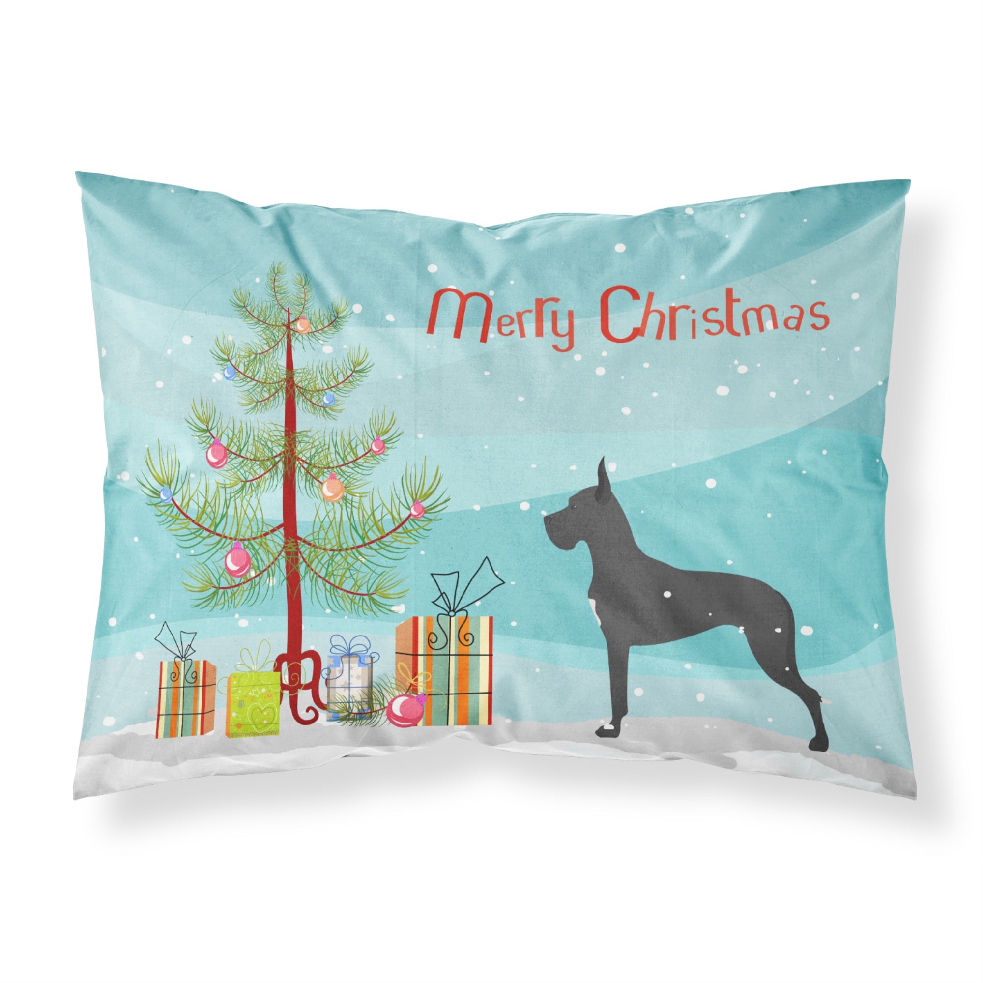 Caroline'S Treasures Christmas Tree Dane Merry Fabric Standard Pillowcase Bb2993Pillowcase