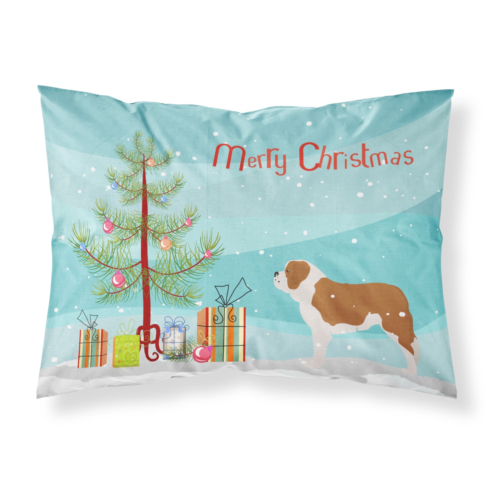 Caroline'S Treasures Christmas Tree Saint Bernard Merry Fabric Standard Pillowcase Bb2994Pillowcase
