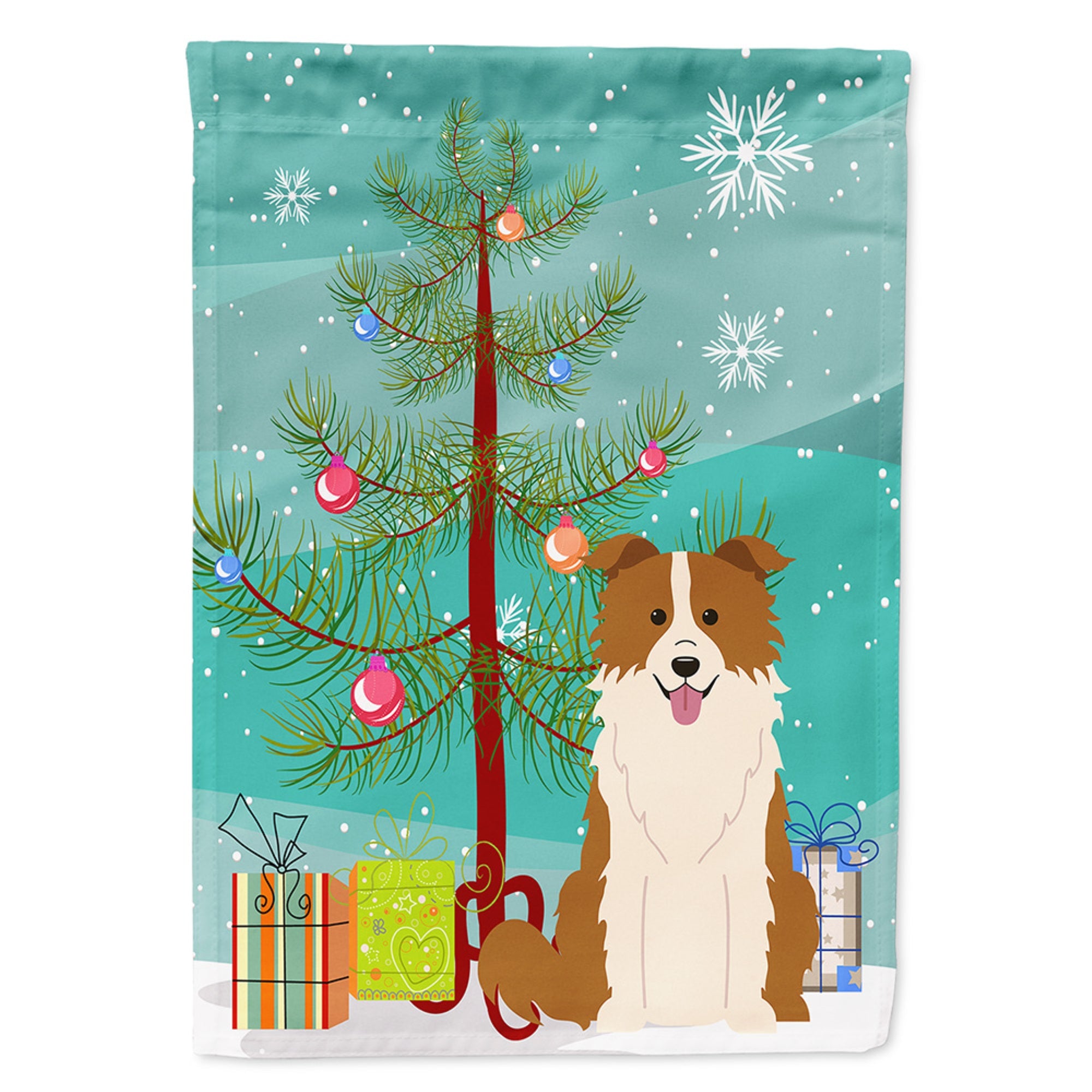'Caroline'S Treasures Bb4244Gf Merry Christmas Tree Border Collie Red White Garden Size Flag, Small, Multicolor'