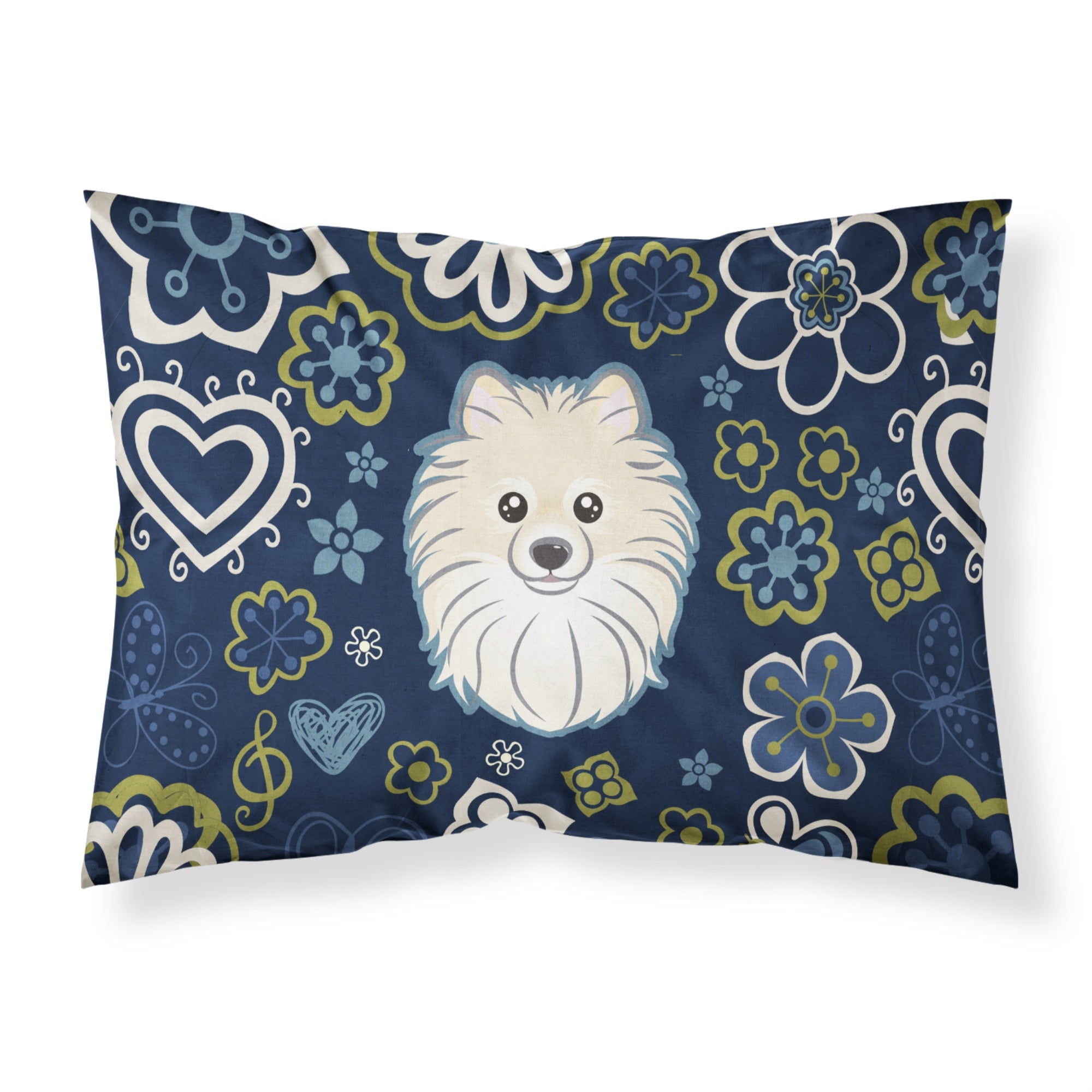 Blue Flowers Pomeranian Fabric Standard Pillowcase