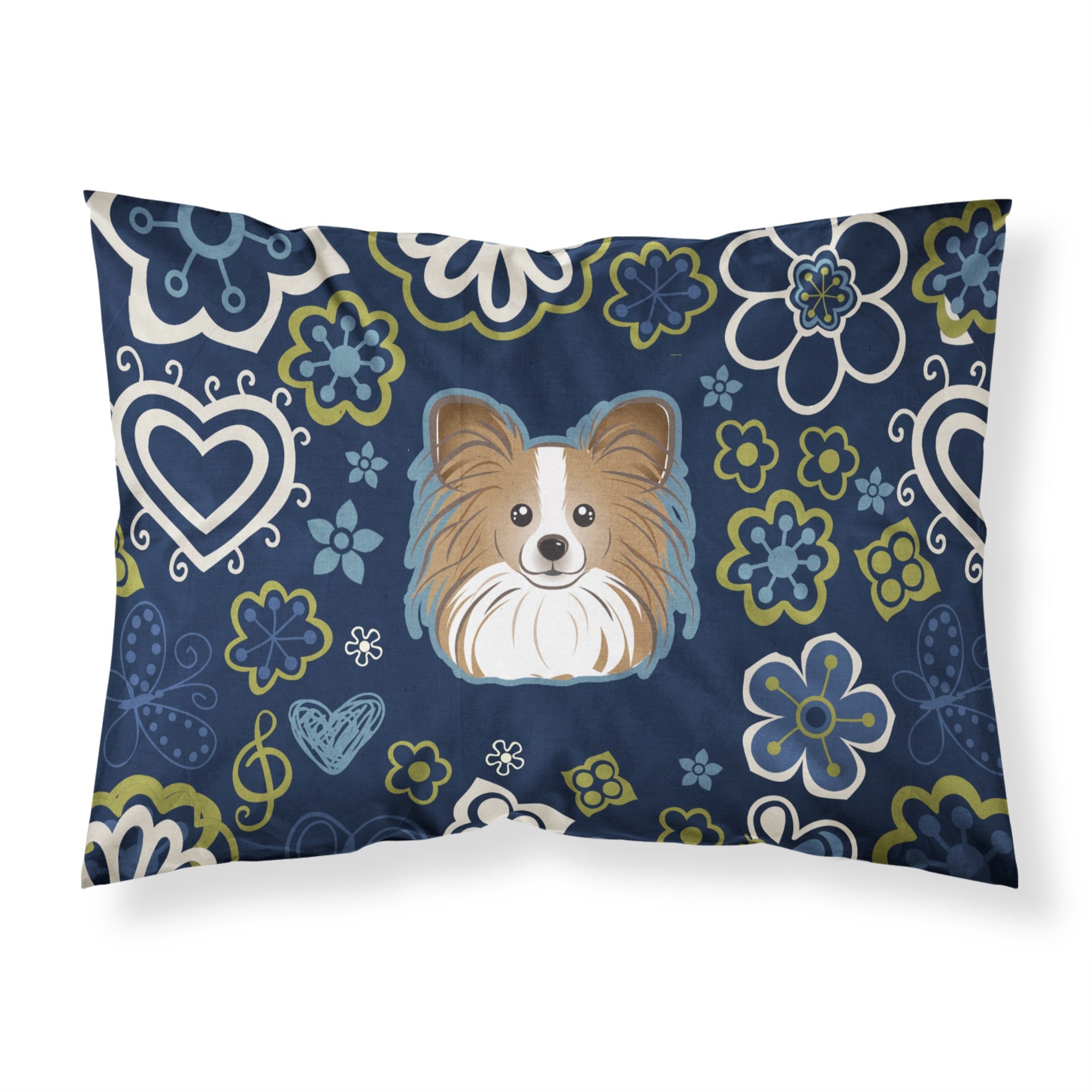Blue Flowers Papillon Fabric Standard Pillowcase