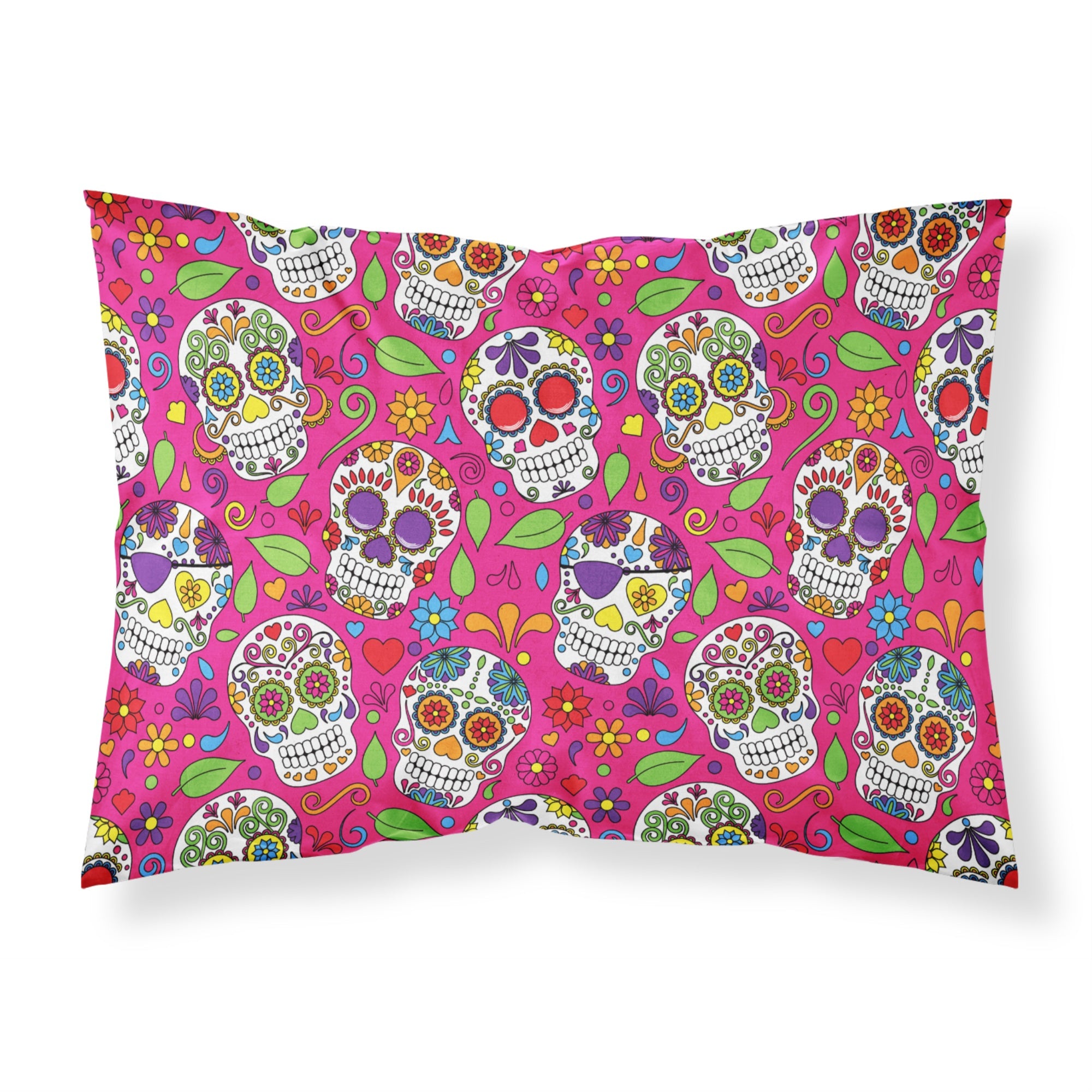 'Caroline'S Treasures Day Of The Dead Pink Printed, Polyester, 250 Thread Count, Envelope Closure Pillowcase, Standard, Multico