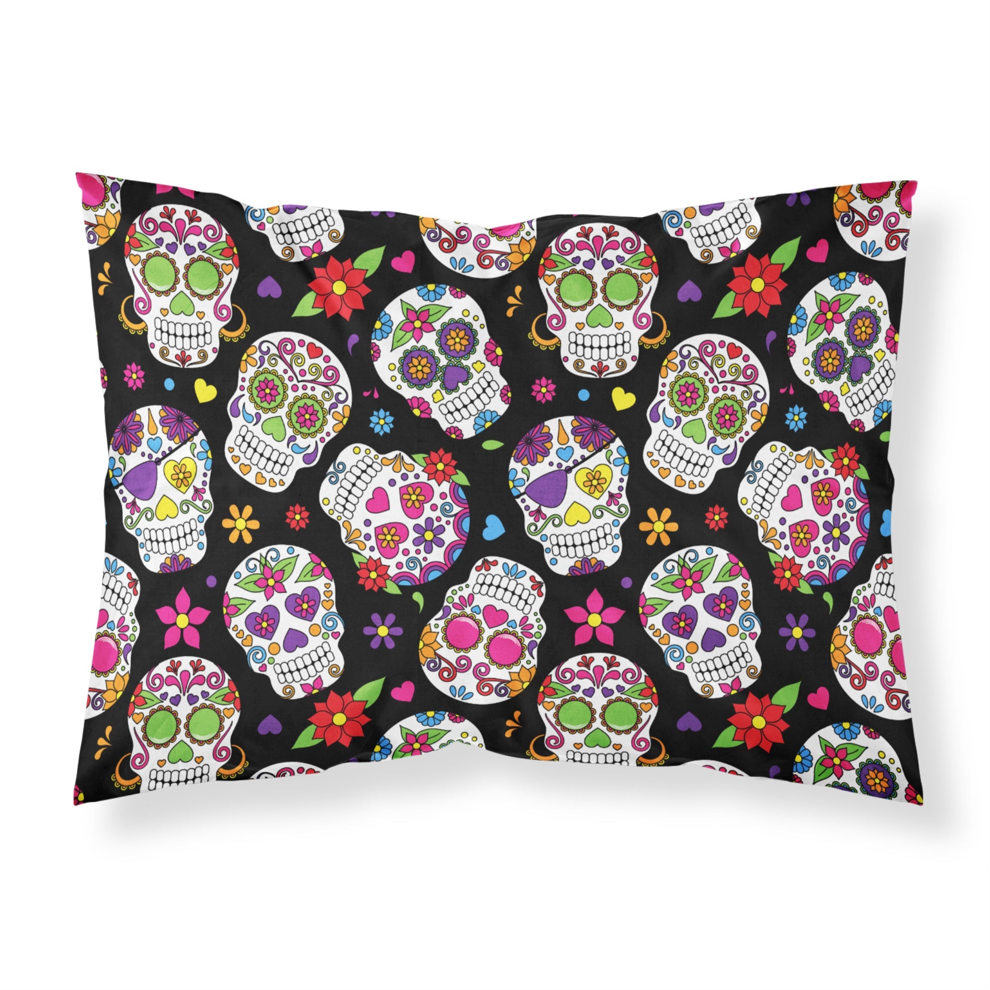 'Caroline'S Treasures Day Of The Dead Black Printed, Polyester, 250 Thread Count, Envelope Closure Pillowcase, Standard, Multic