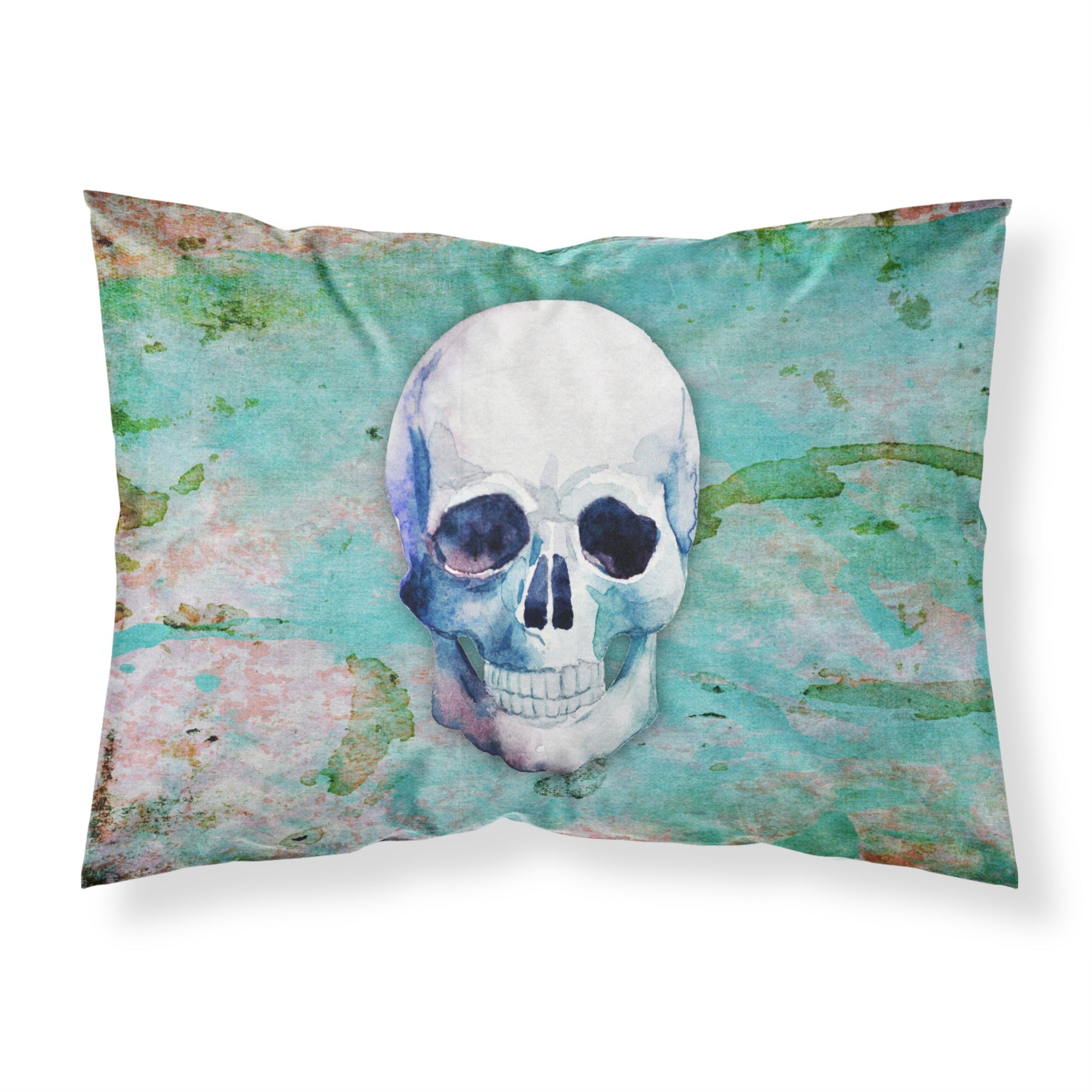 'Caroline'S Treasures Day Of The Dead Teal Skull Printed, Polyester, 250 Thread Count, Envelope Closure Pillowcase, Standard, M