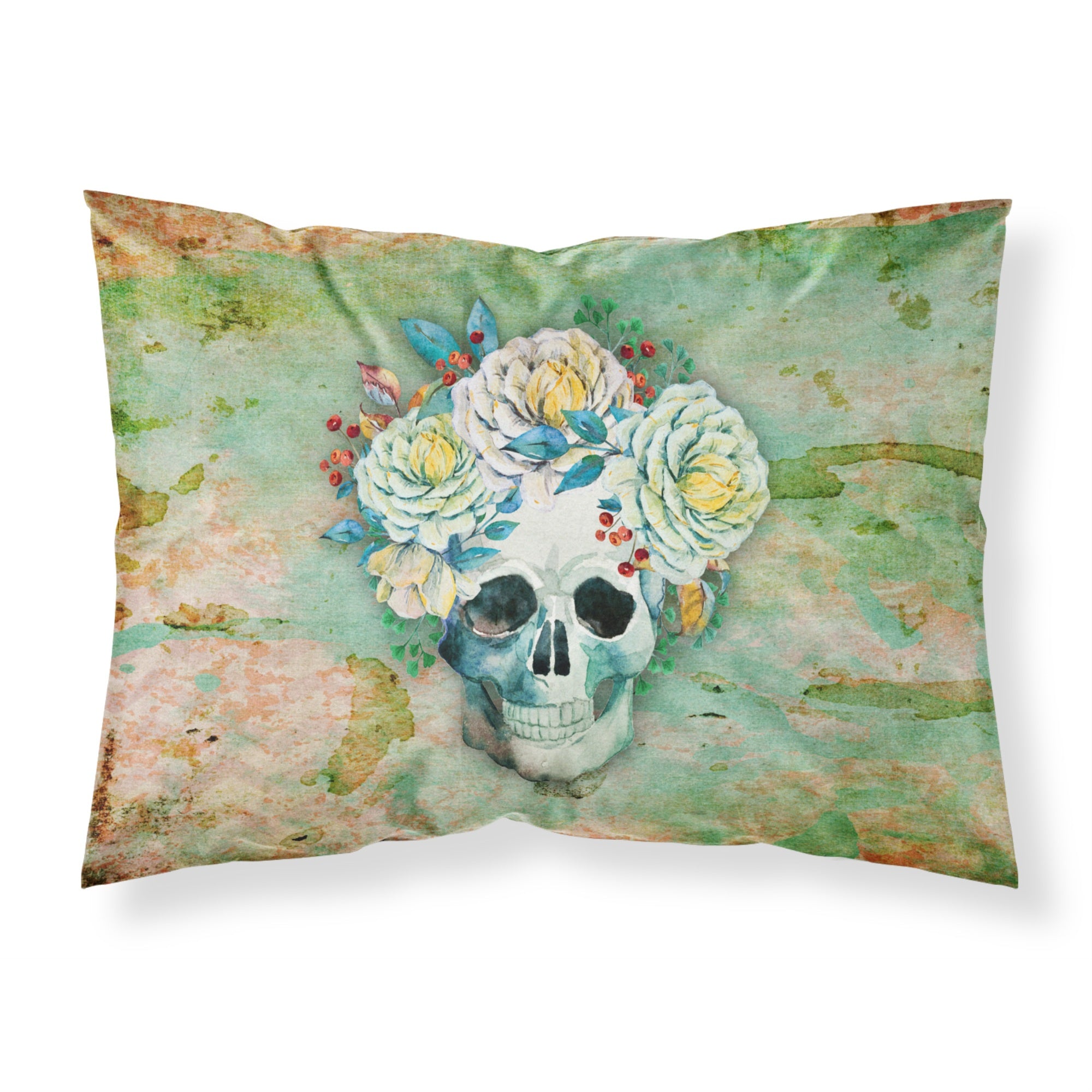 'Caroline'S Treasures Day Of The Dead Skull With Flowers Pillowcase, Standard, Multicolor'