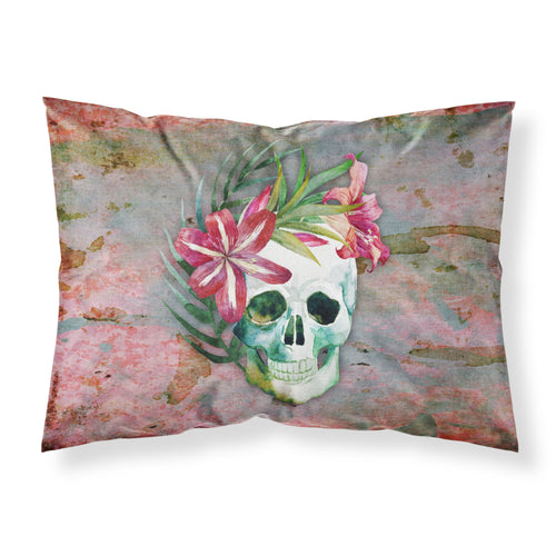 'Caroline'S Treasures ''Day Of The Dead Skull Flowers'' Printed, Polyester Envelope Closure Pillowcase, Standard, Multicolo