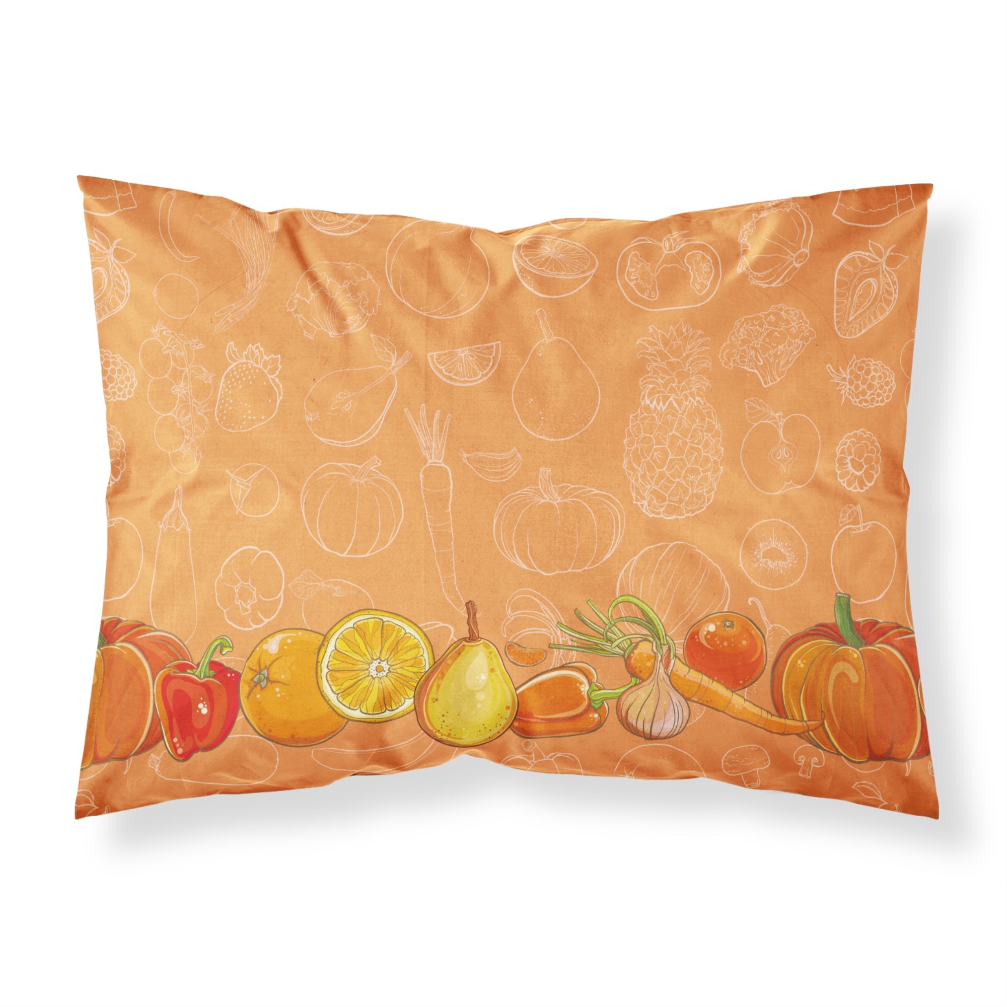 'Caroline'S Treasures Fruits And Vegetables In Orange Pillowcase, Standard, Multicolor'