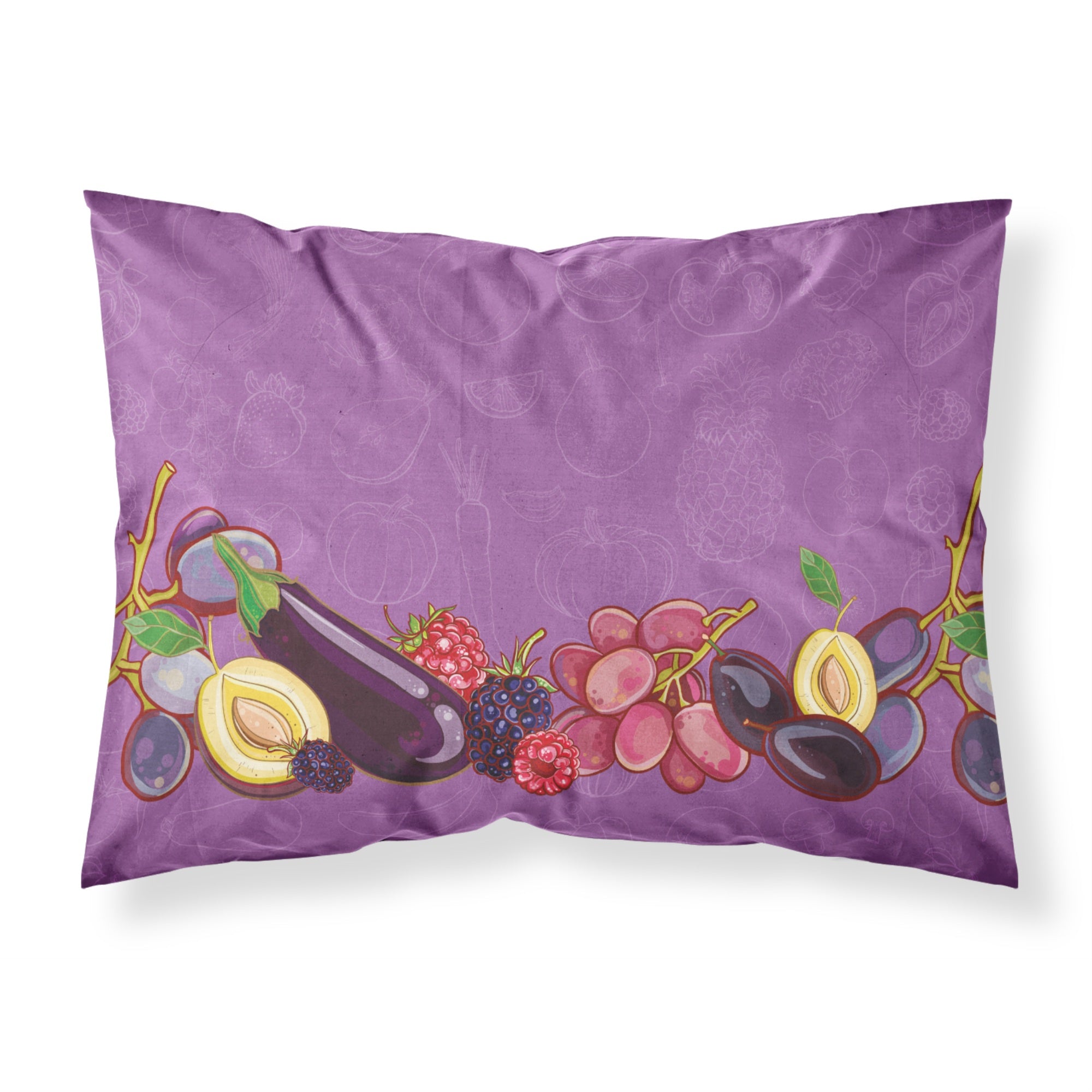 'Caroline'S Treasures Fruits And Vegetables In Purple Pillowcase, Standard, Multicolor'