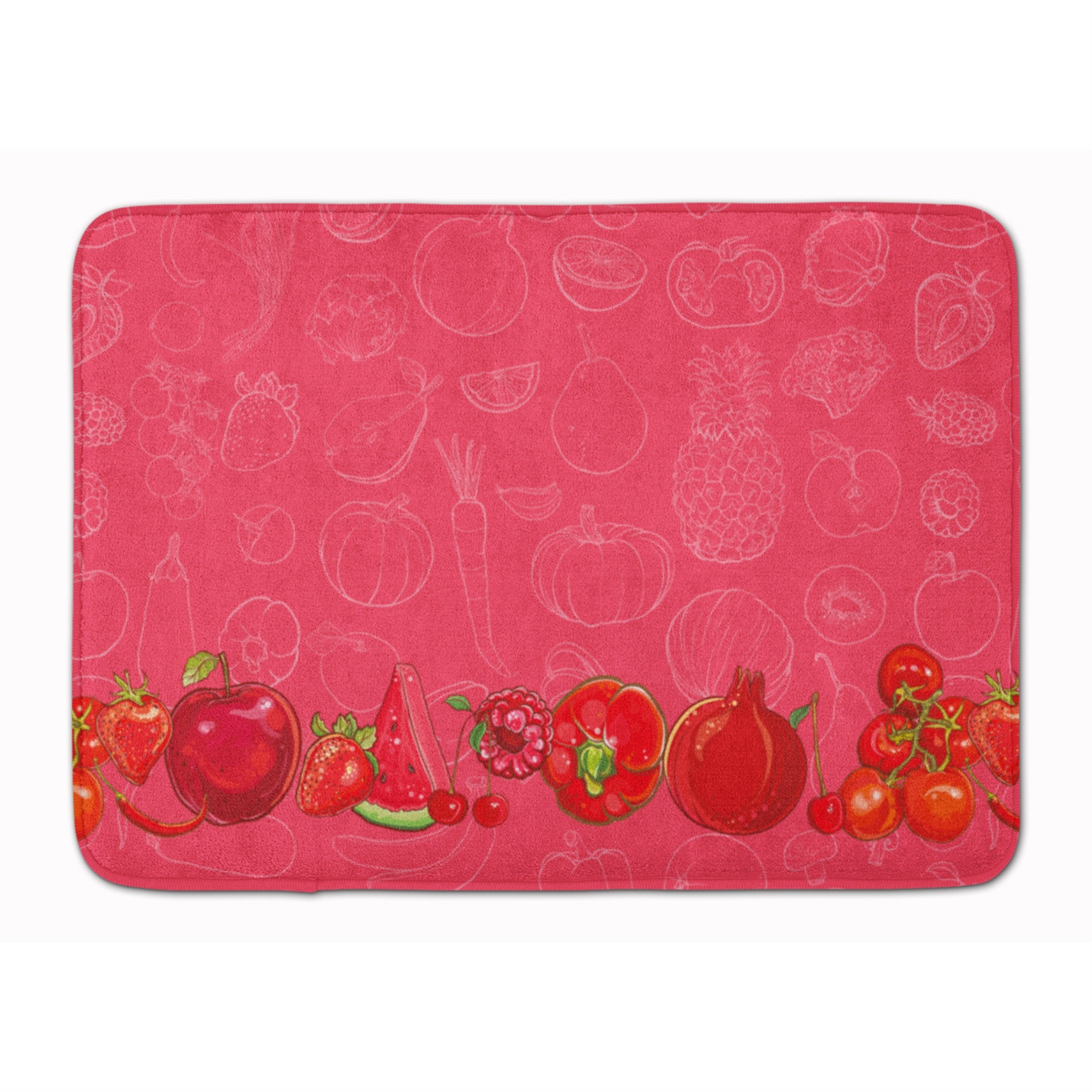 Carolines Treasures Fruits and Vegetables in Red Floor Mat, 19 x 27, Multicolor