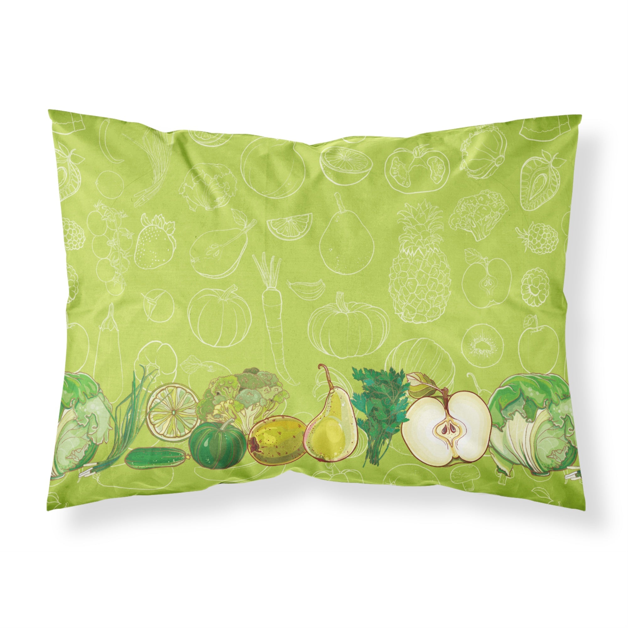 'Caroline'S Treasures Fruits And Vegetables In Green Pillowcase, Standard, Multicolor'