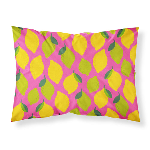 'Caroline'S Treasures ''Lemons And Limes On Pink'' Printed, Polyester Envelope Closure Pillowcase, Standard, Multicolor'