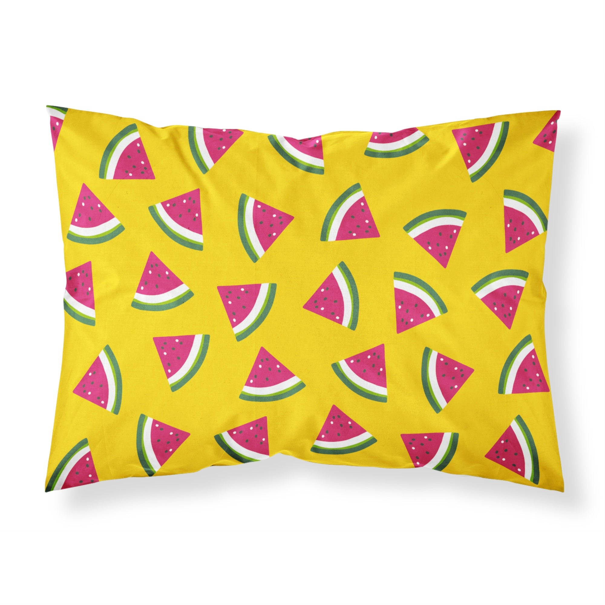 'Caroline'S Treasures Watermelon On Yellow Printed, Polyester, 250 Thread Count, Envelope Closure Pillowcase, Standard, Multico
