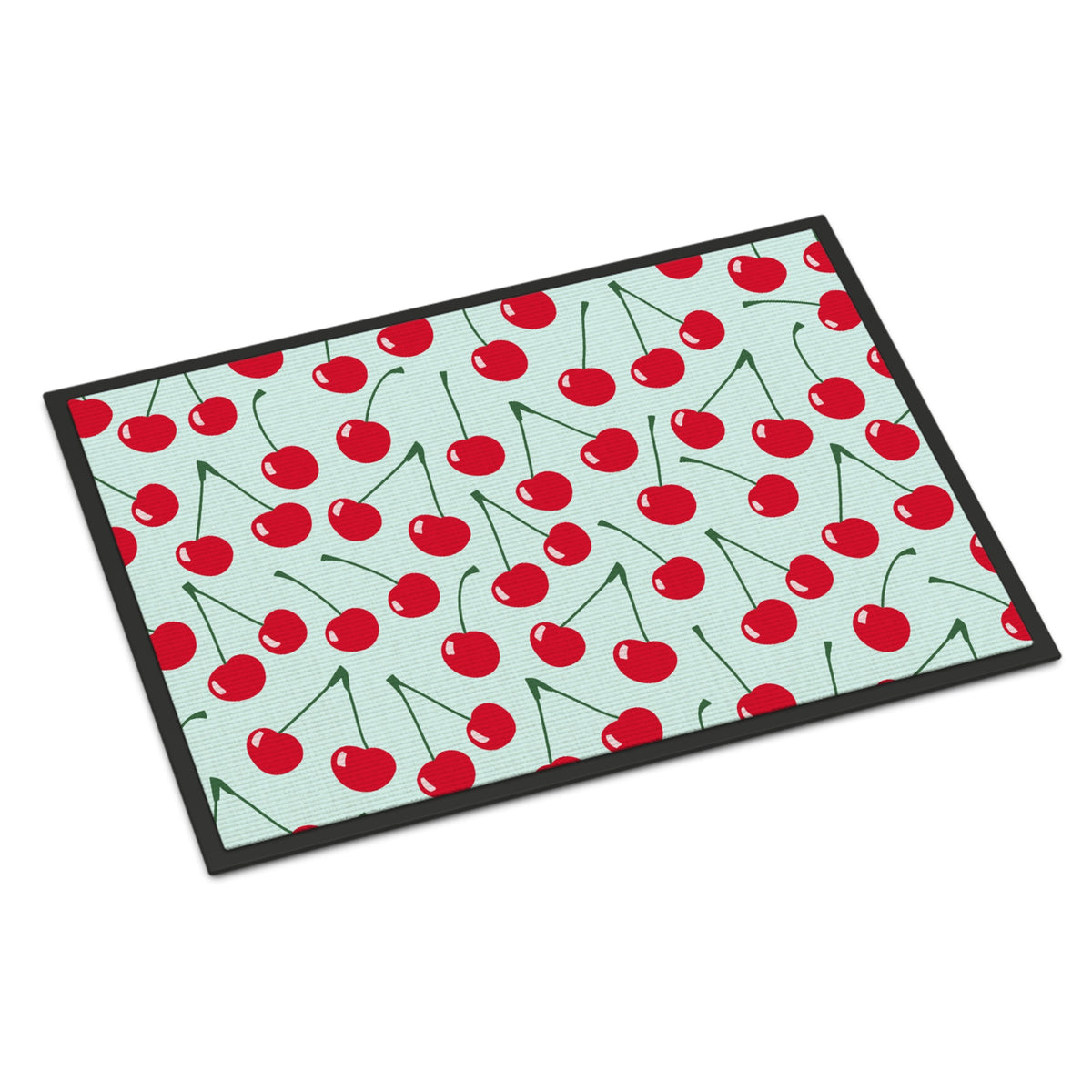 CarolineS Treasures Cherries On Blue Doormat 24 Inch  Inch  H X 36 Inch  Inch  W Multicolor