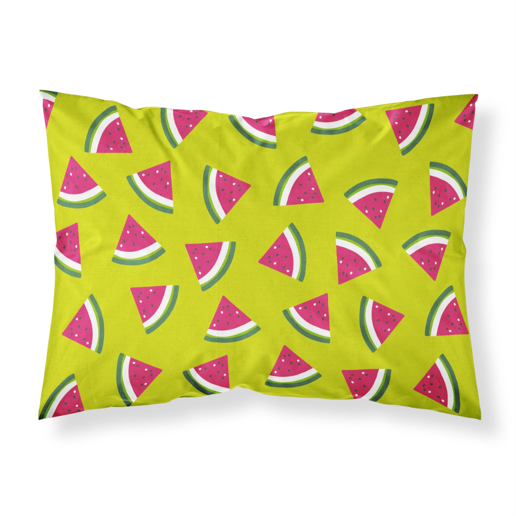 'Caroline'S Treasures Watermelon On Lime Green Printed, Polyester, 250 Thread Count, Envelope Closure Pillowcase, Standard, Mul