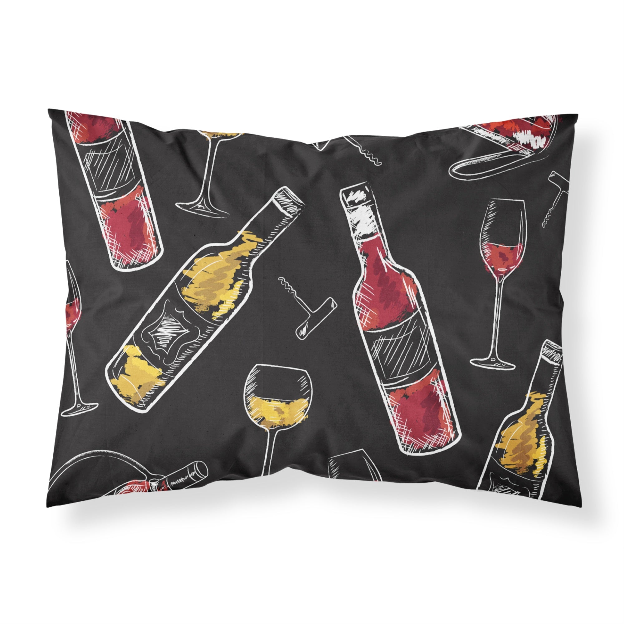 'Caroline'S Treasures Red And White Wine On Black Pillowcase, Standard, Multicolor'