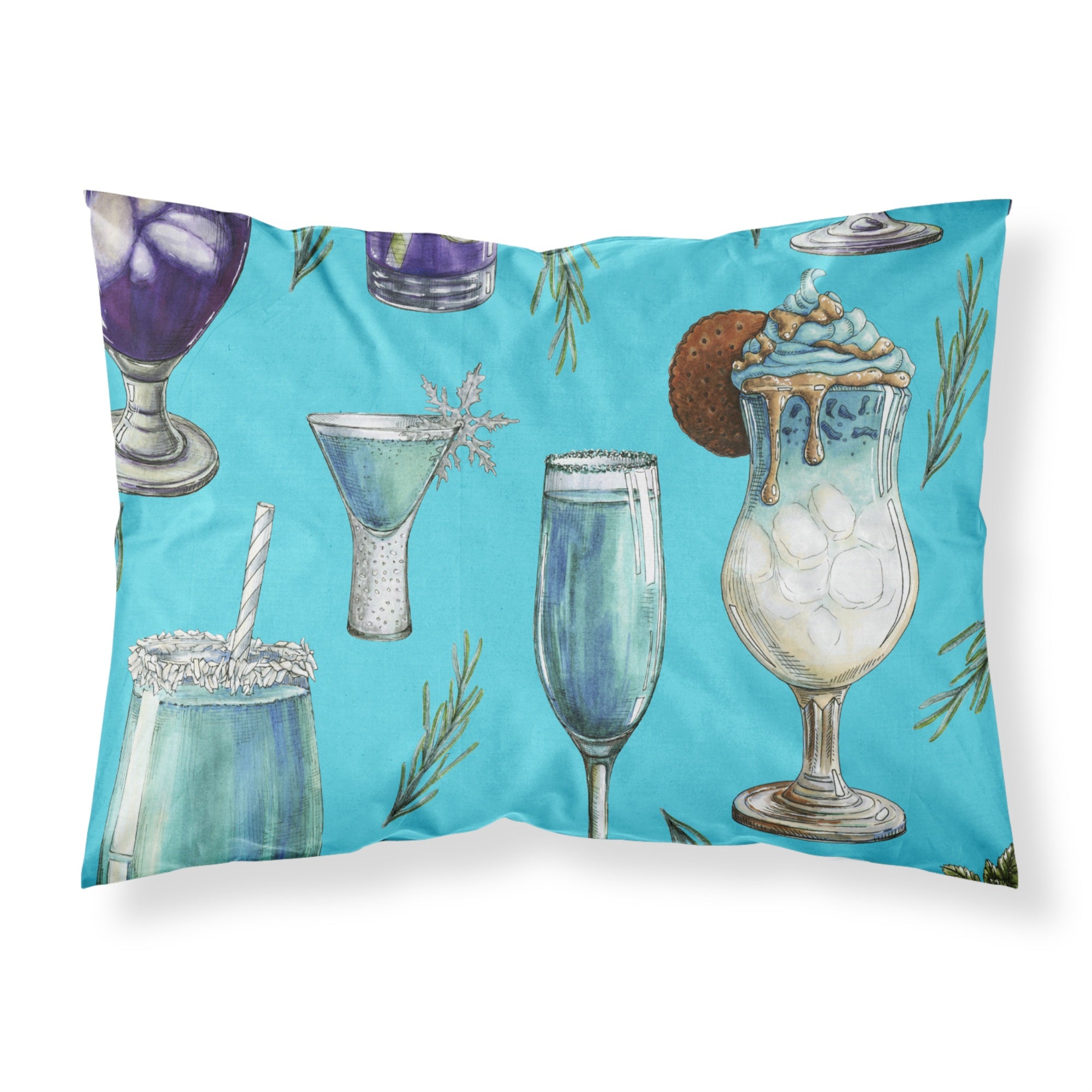 'Caroline'S Treasures Drinks And Cocktails Blue Printed, Polyester, 250 Thread Count, Envelope Closure Pillowcase, Multicolor'
