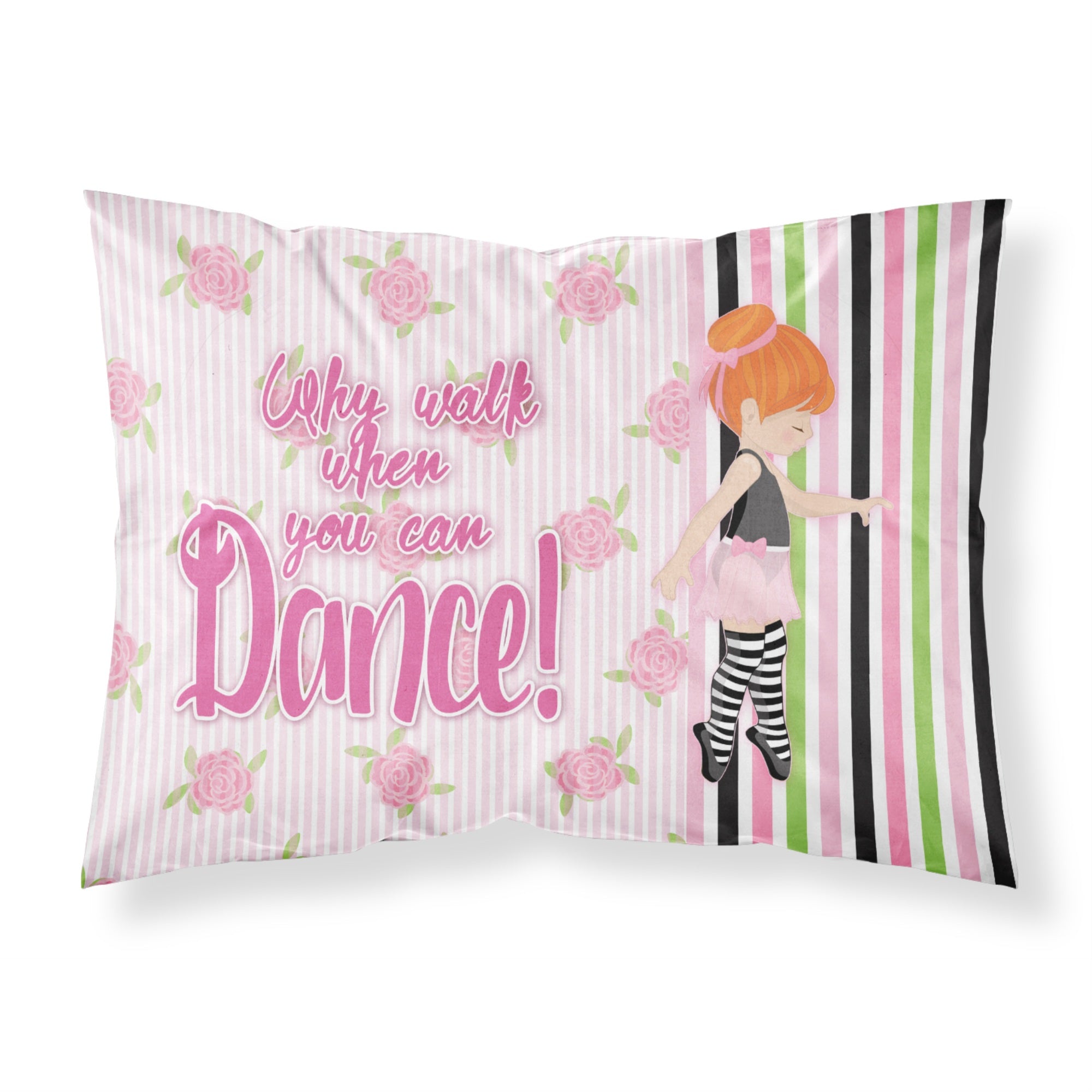 'Caroline'S Treasures Ballet Dance Stripes Red Hair Pillowcase, Standard, Multicolor'