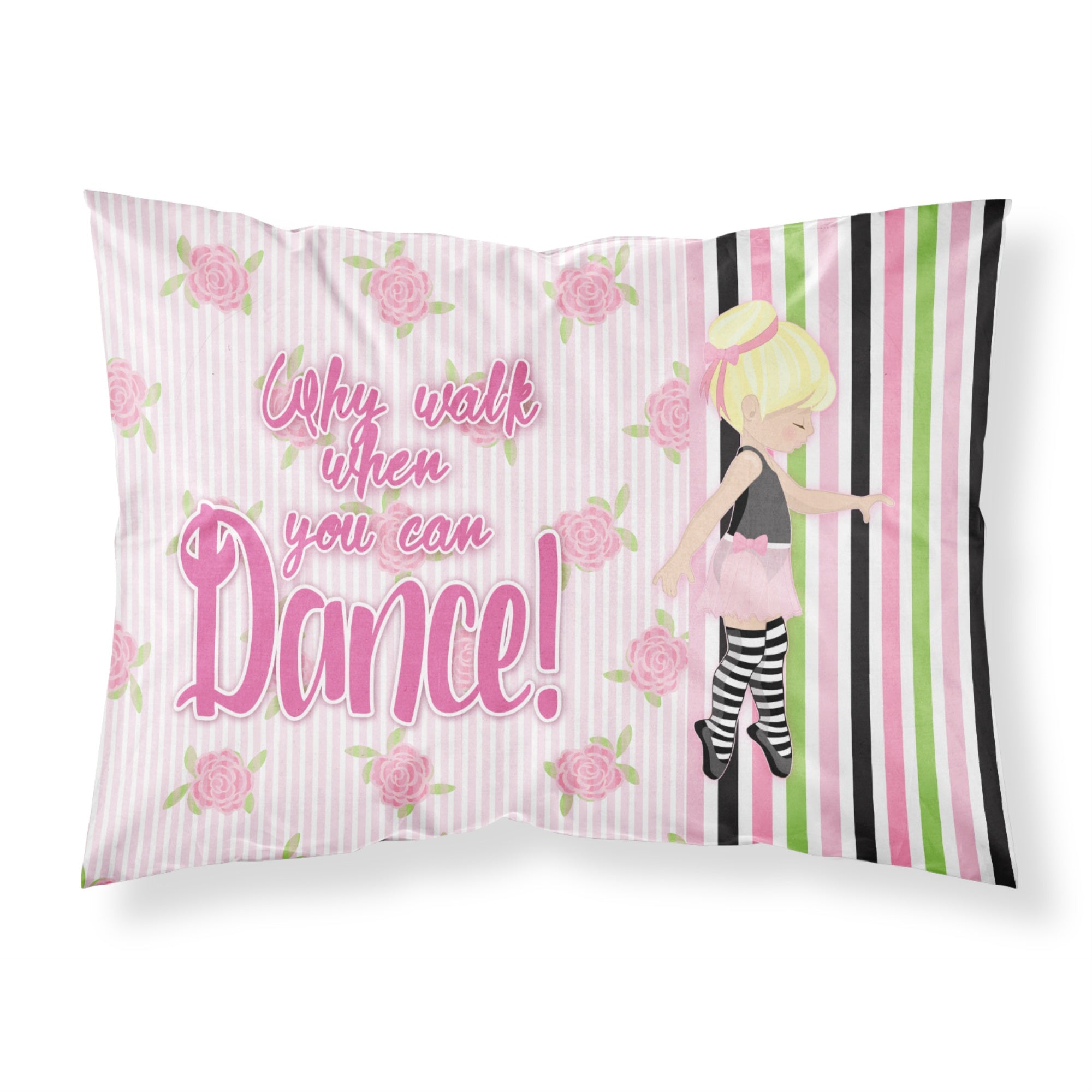 'Caroline'S Treasures Ballet Dance Stripes Blonde Pillowcase, Standard, Multicolor'