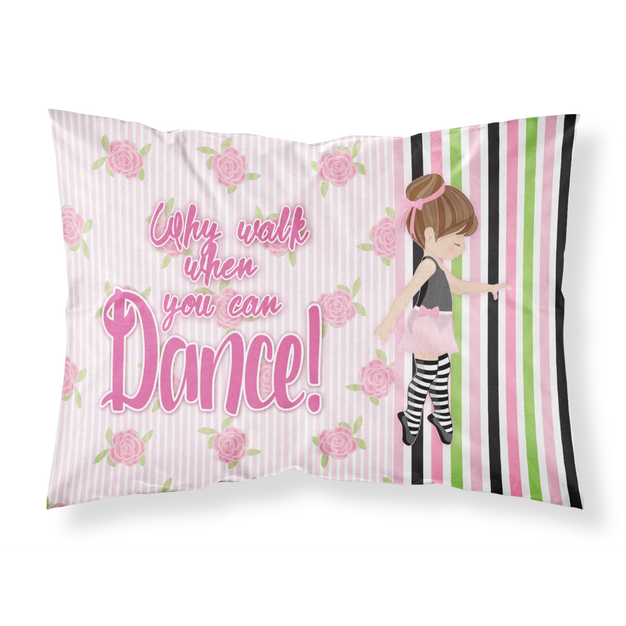 'Caroline'S Treasures Ballet Dance Stripes Brunette Pillowcase, Standard, Multicolor'