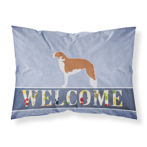 'Caroline'S Treasures ''Borzoi Russian Greyhound Welcome'' Printed, Polyester Envelope Closure Pillowcase, Standard, Multic
