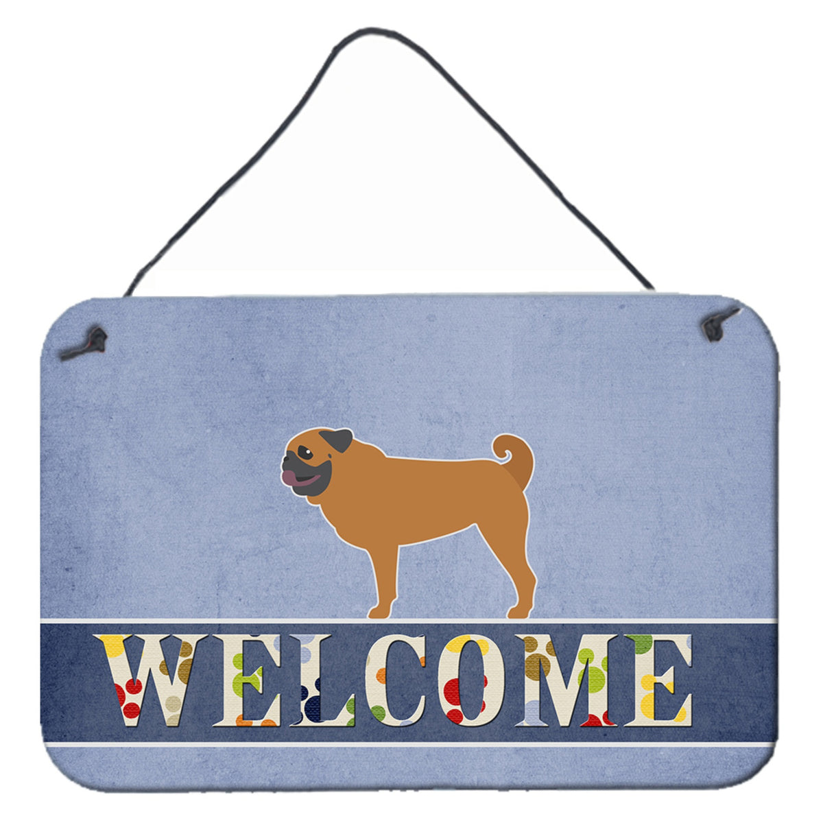 CarolineS Treasures Pug Welcome Metal Print, 8 X 12, Multicolor