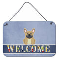 CarolineS Treasures Welcome French Bulldog Cream Metal Print, 8 X 12