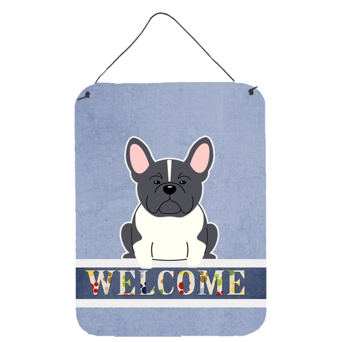 CarolineS Treasures French Bulldog Black White Welcome Metal Print, 16 X 12, Multicolor