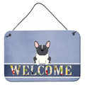 CarolineS Treasures French Bulldog Black White Welcome Metal Print, 8 X 12