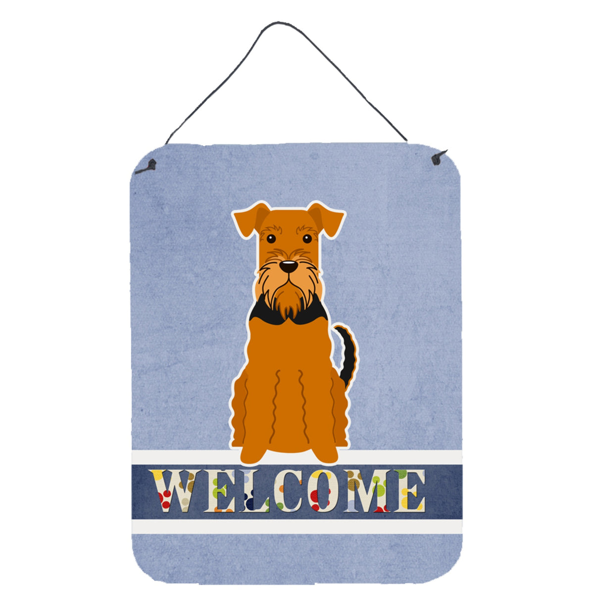 CarolineS Treasures Airedale Welcome Metal Print, 16 X 12, Multicolor