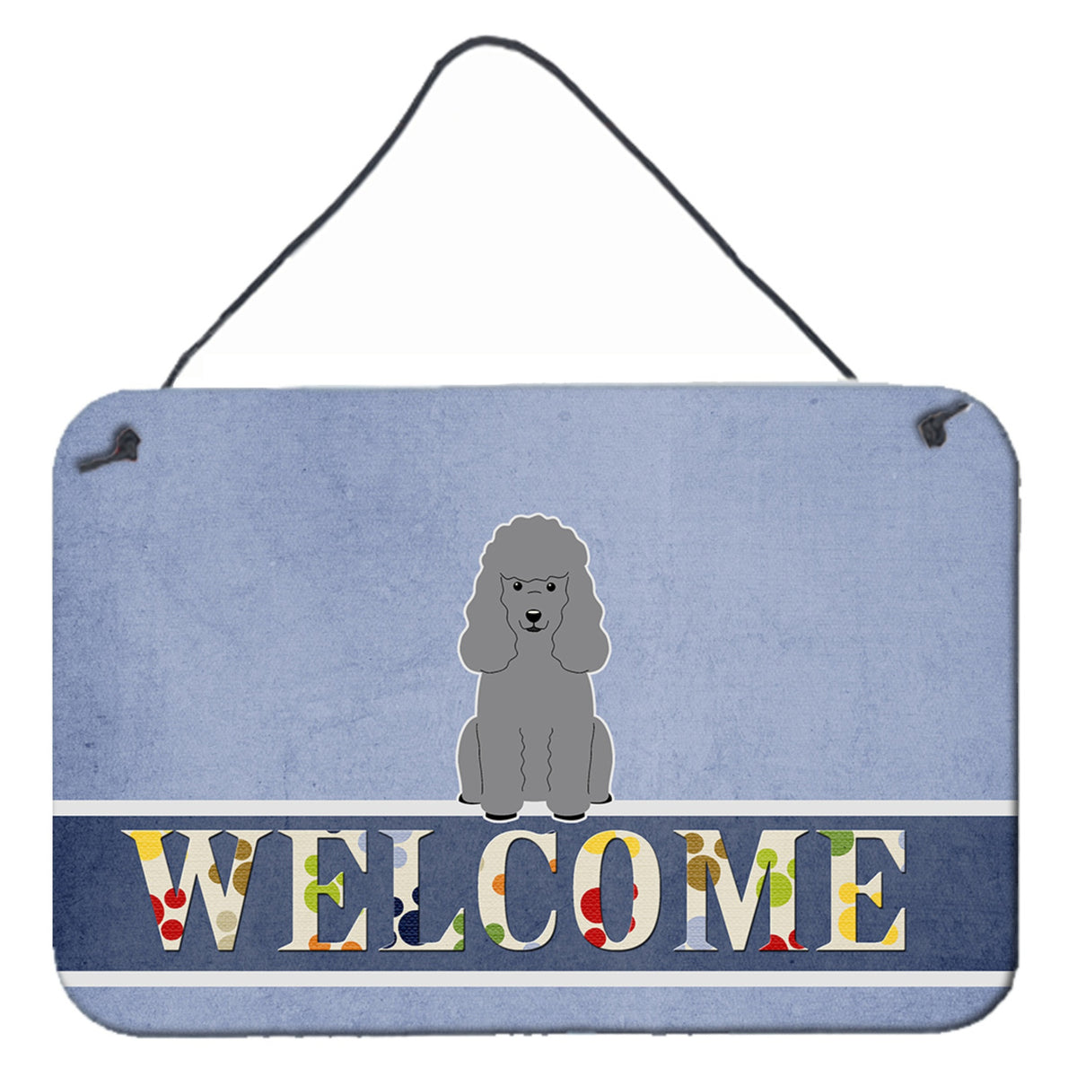 CarolineS Treasures Welcome Poodle Silver Metal Print, 8 X 12