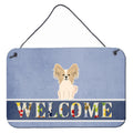 CarolineS Treasures Welcome Papillon Sable White Metal Print, 8 X 12
