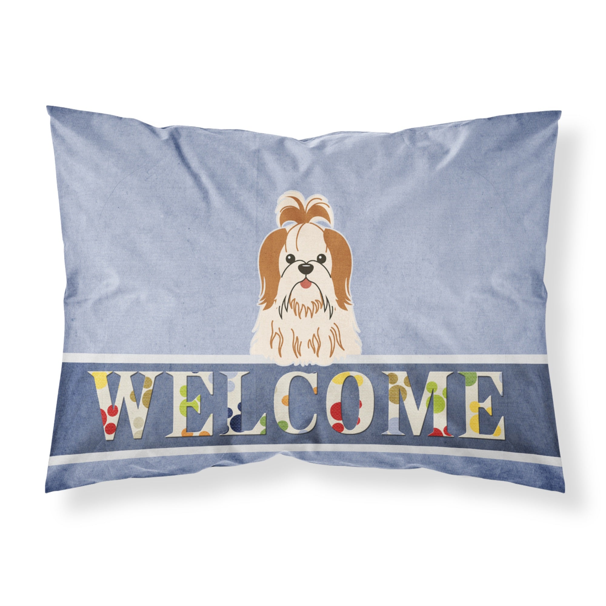 'Caroline'S Treasures Shih Tzu Red White Welcome Pillowcase, Standard, Multicolor'