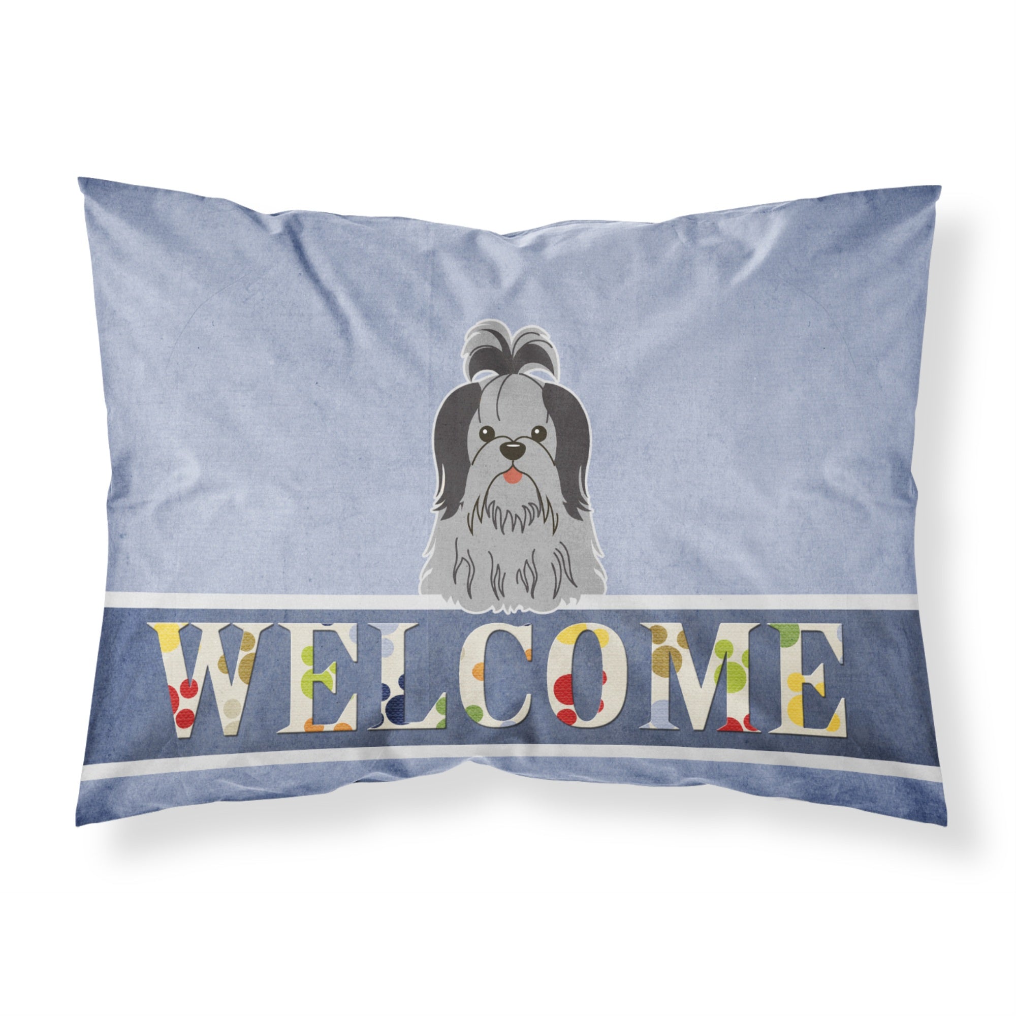 'Caroline'S Treasures Shih Tzu Black Silver Welcome Pillowcase, Standard,'