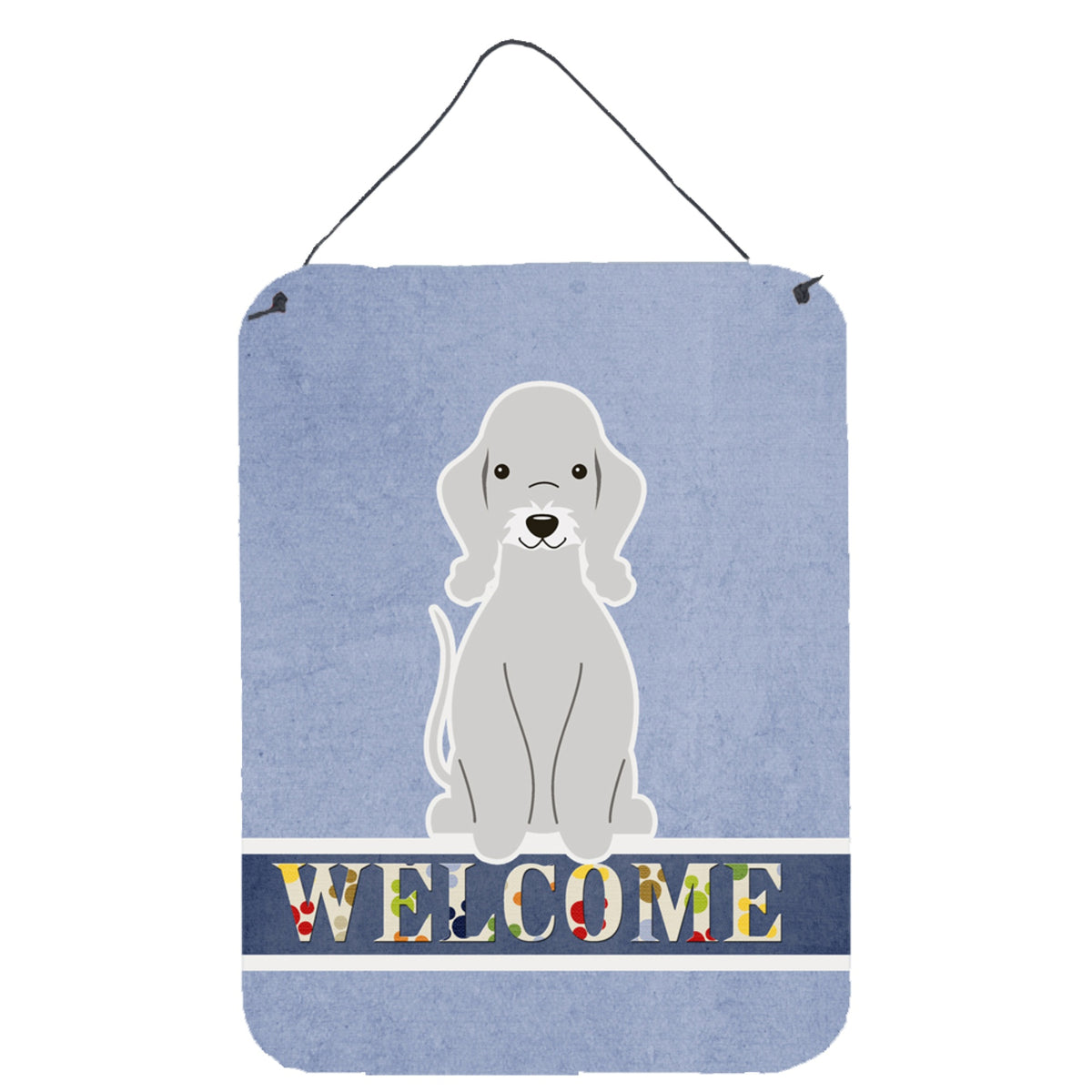 CarolineS Treasures Bedlington Terrier Blue Welcome Metal Print, 16 X 12, Multicolor