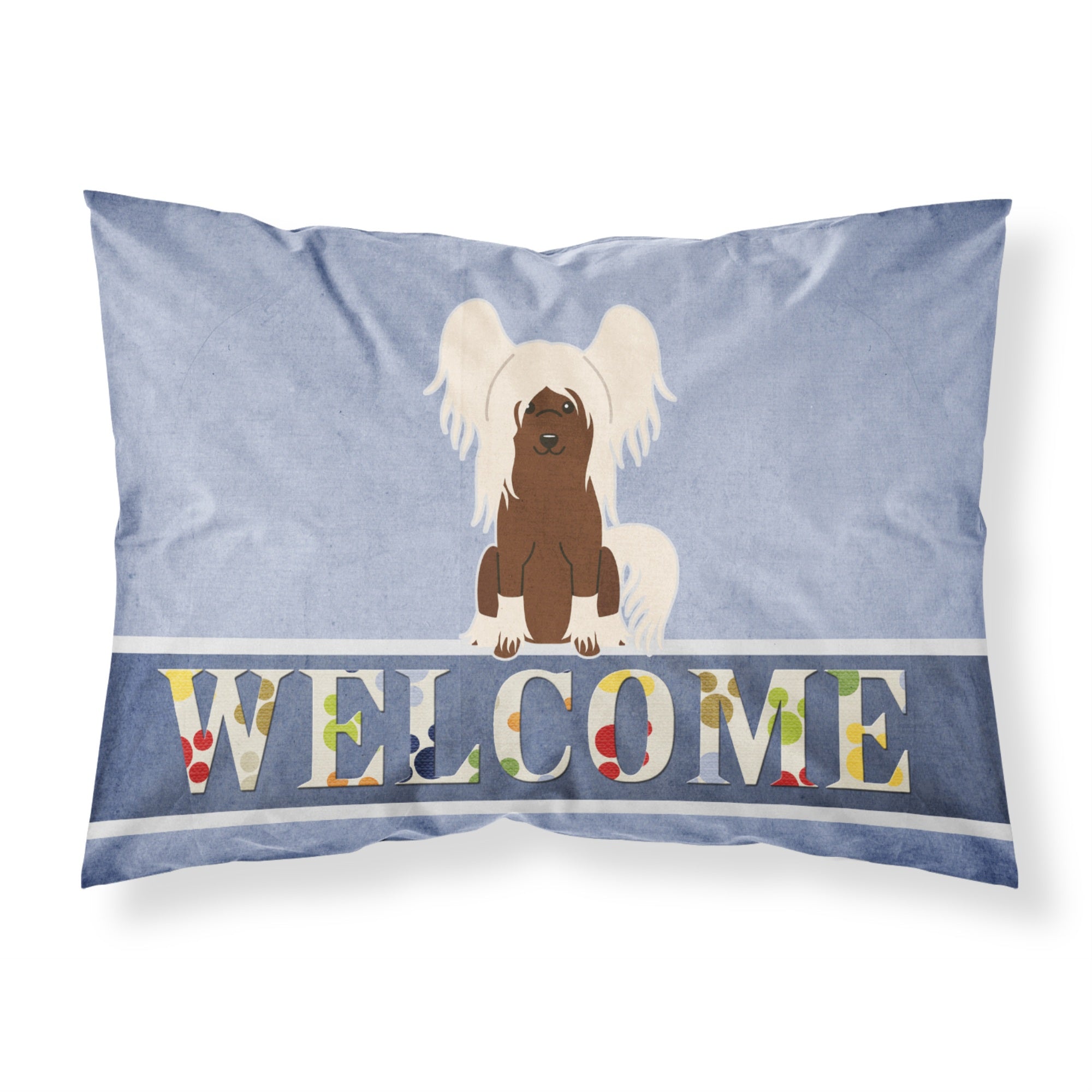 'Caroline'S Treasures Welcome Chinese Crested Cream Pillowcase, Standard'