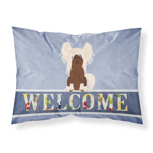 'Caroline'S Treasures Welcome Chinese Crested Cream Pillowcase, Standard'
