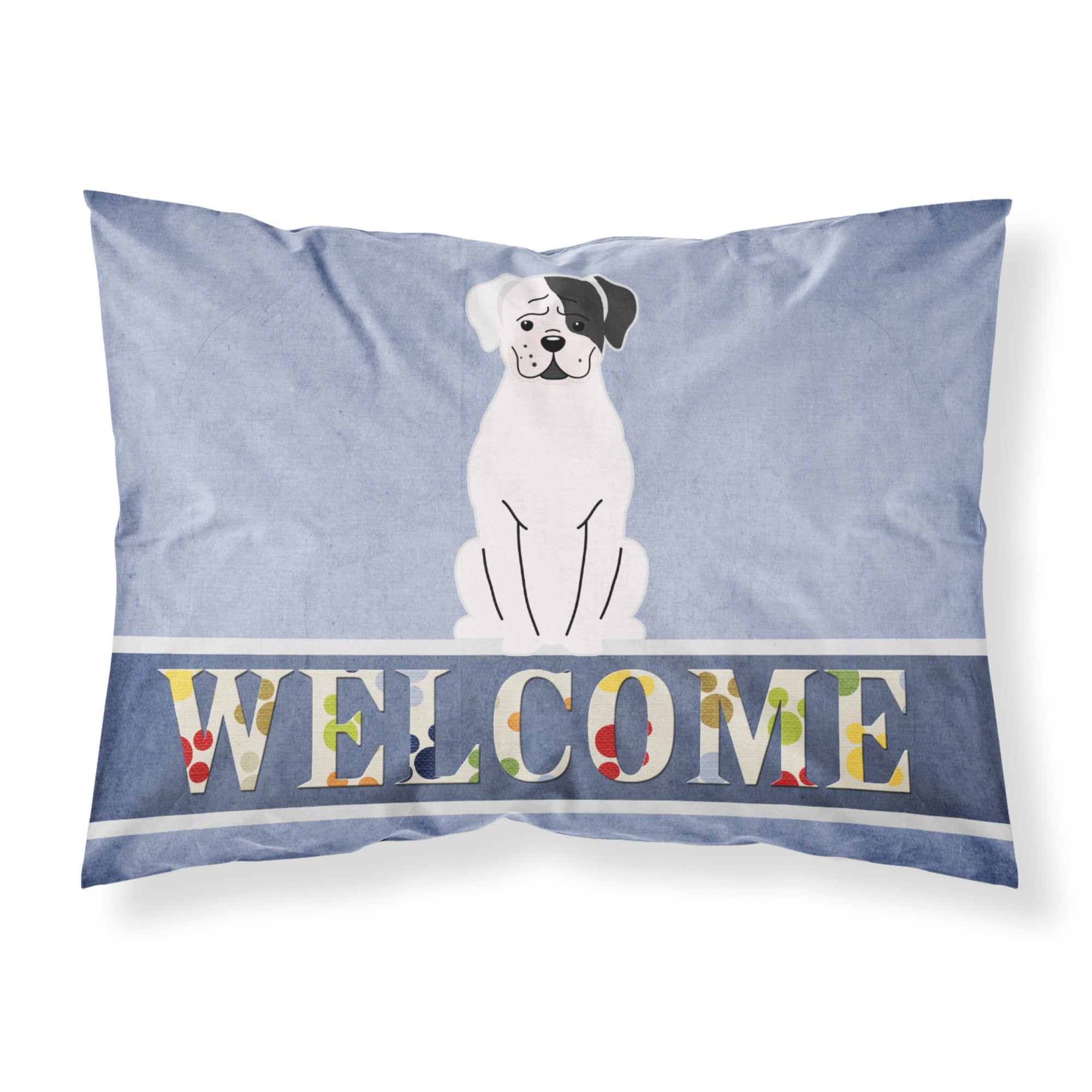 'Caroline'S Treasures White Boxer Cooper Welcome Printed, Polyester, 250 Thread Count, Envelope Closure Pillowcase, Standard, M