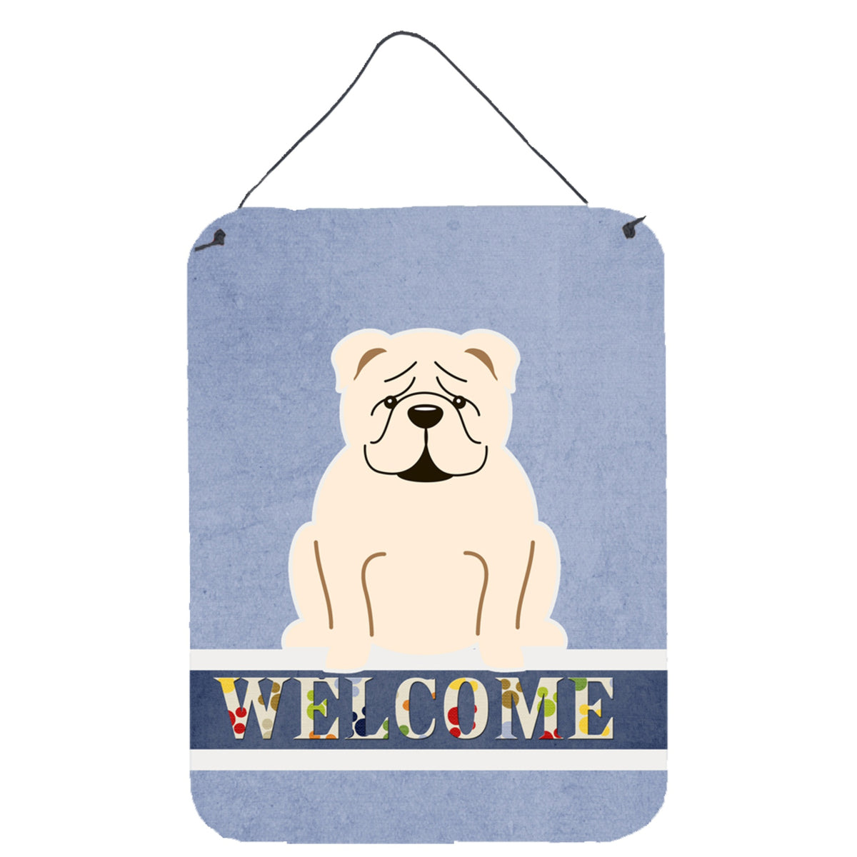 CarolineS Treasures English Bulldog White Welcome Metal Print, 16 X 12, Multicolor