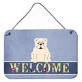 CarolineS Treasures English Bulldog White Welcome Metal Print, 8 X 12