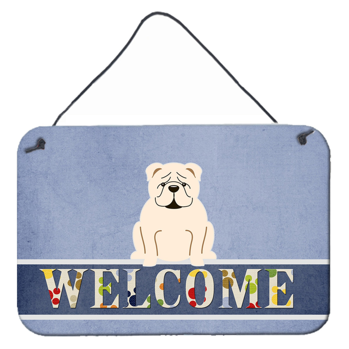 CarolineS Treasures English Bulldog White Welcome Metal Print, 8 X 12