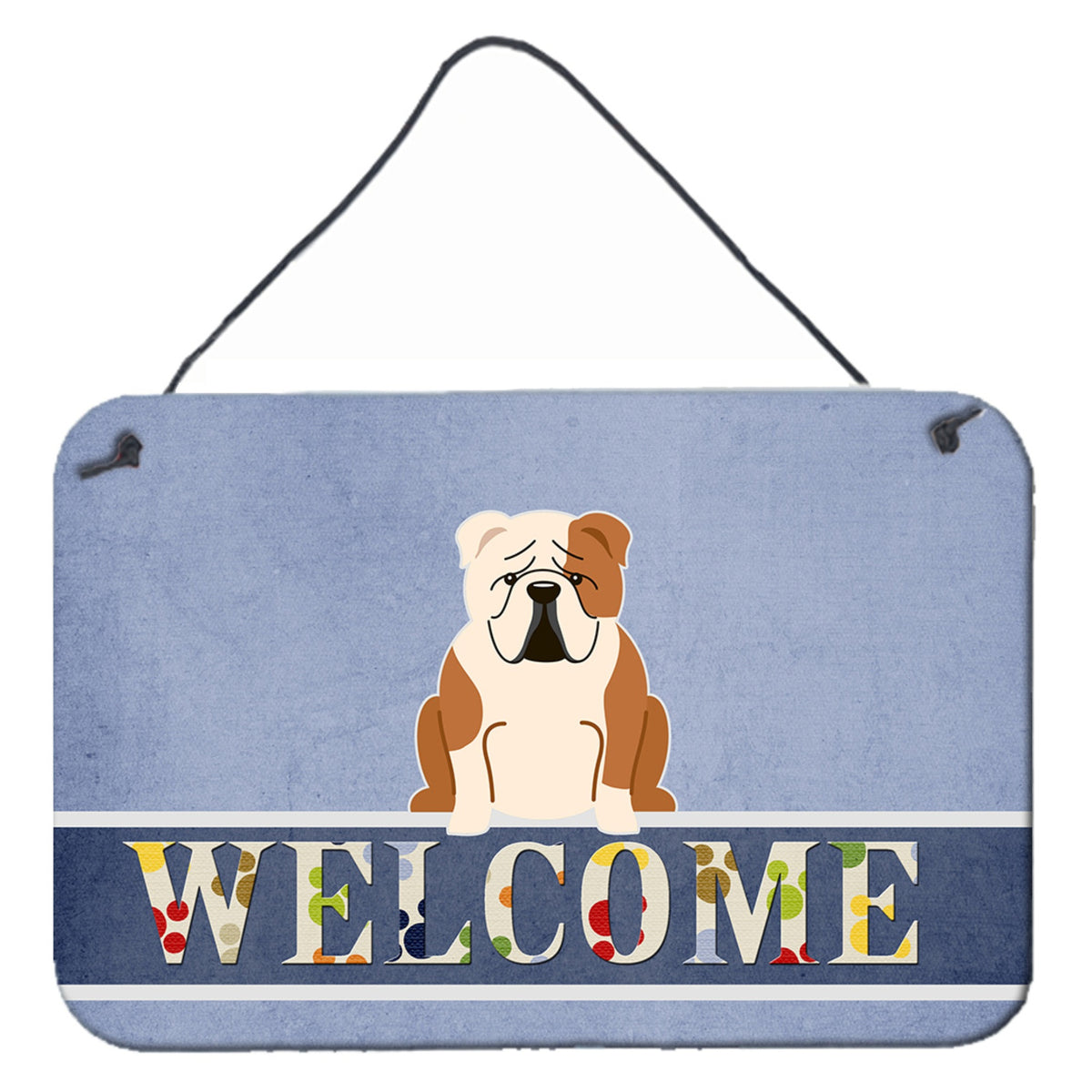 CarolineS Treasures English Bulldog Fawn White Welcome Metal Print, 8 X 12, Multicolor