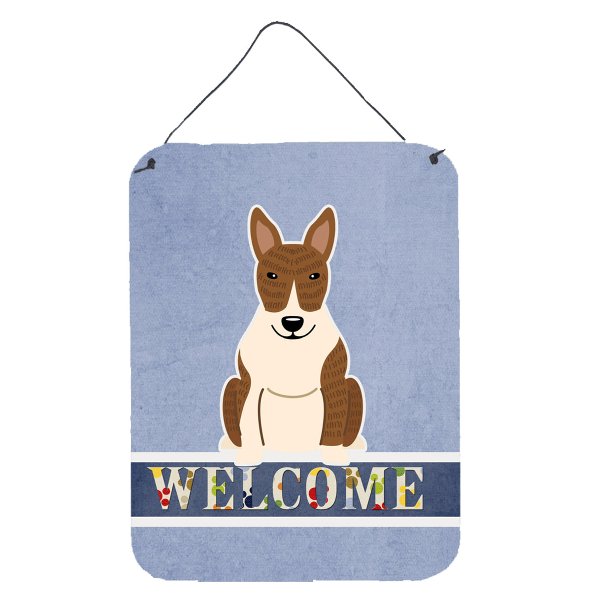 CarolineS Treasures Bull Terrier Brindle Welcome Metal Print, 16 X 12, Multicolor