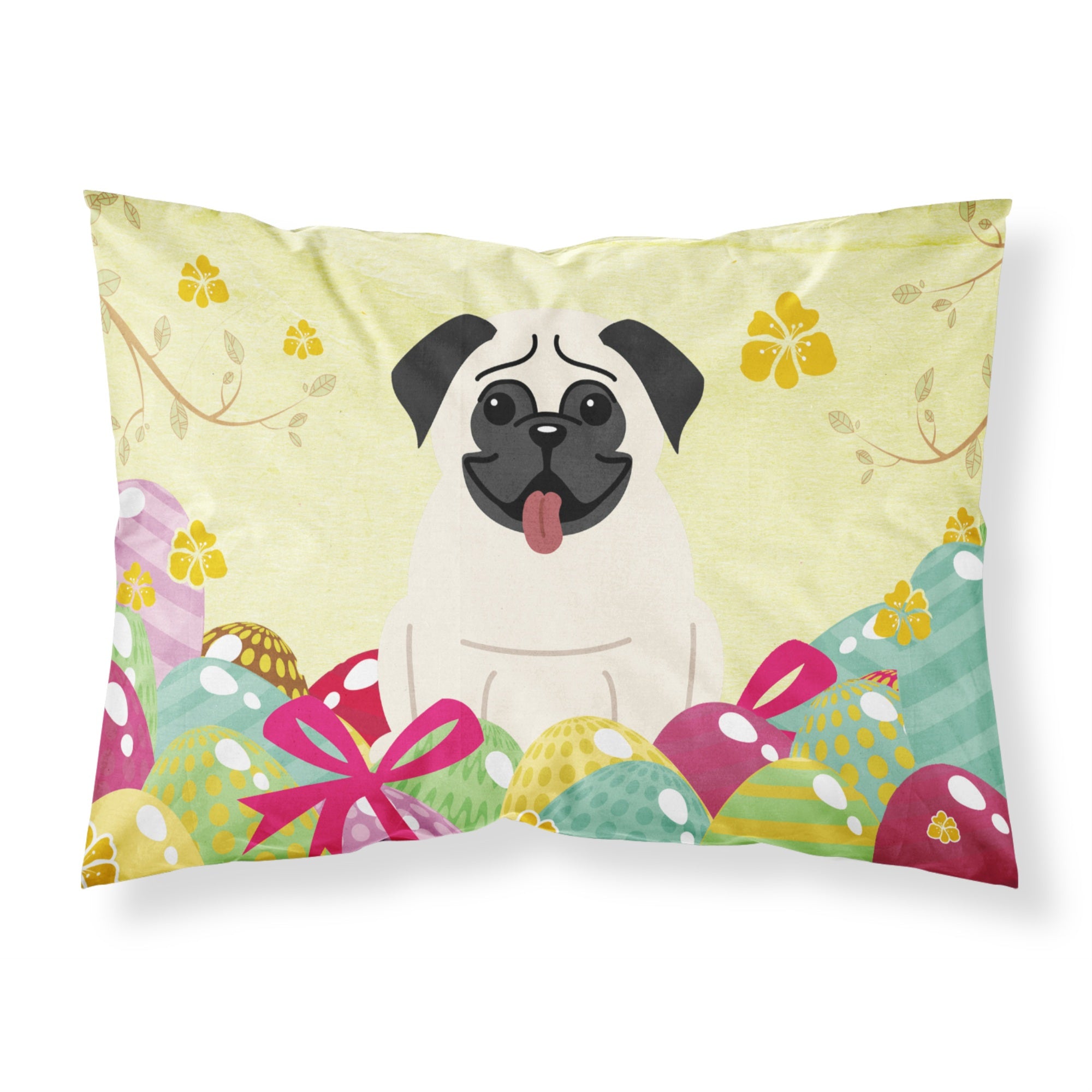 Easter Eggs Pug Cream Fabric Standard Pillowcase